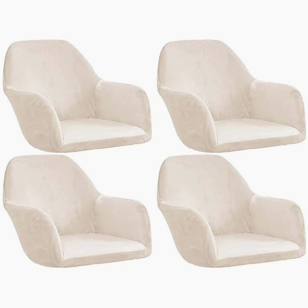 Fodere per sedie da pranzo in velluto moderno con braccia, fodere elastiche per sedie da ufficio, coprisedie elastiche per la decorazione della cucina, la casa, confezione da 2, cammello