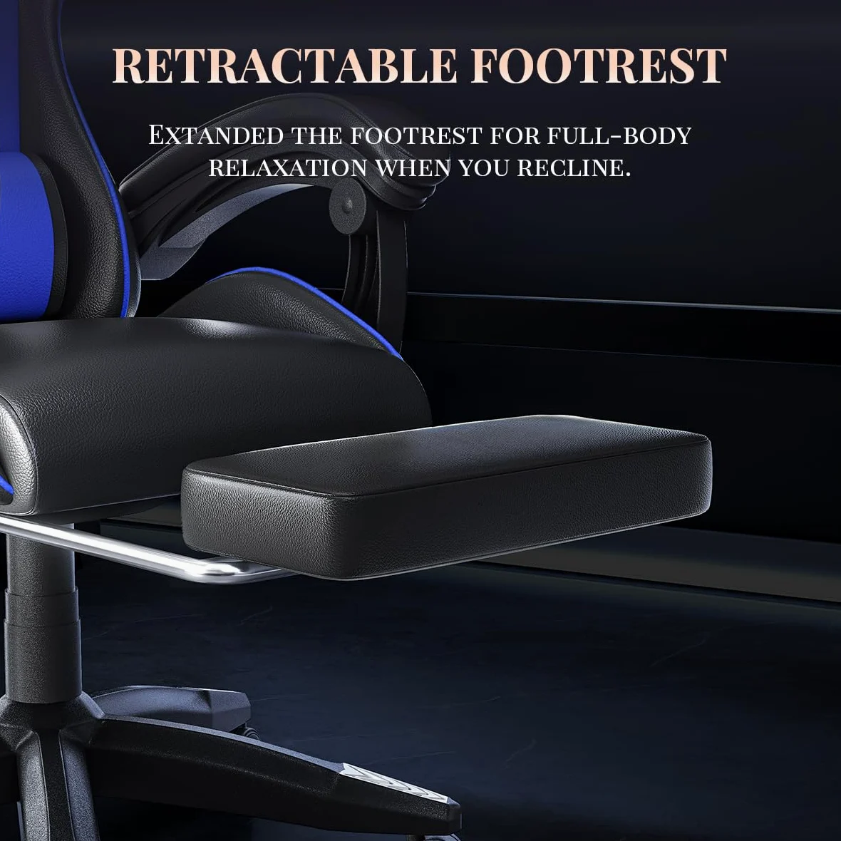 bigzzia Sedia Gaming, Sedie Ergonomica con Poggiapiedi per Videogiochi, Sedia da Gaming con Cuscino Lombare Massaggiante e Poggiatesta per Giocare, Studiare e Lavorare in Ufficio (Blu)