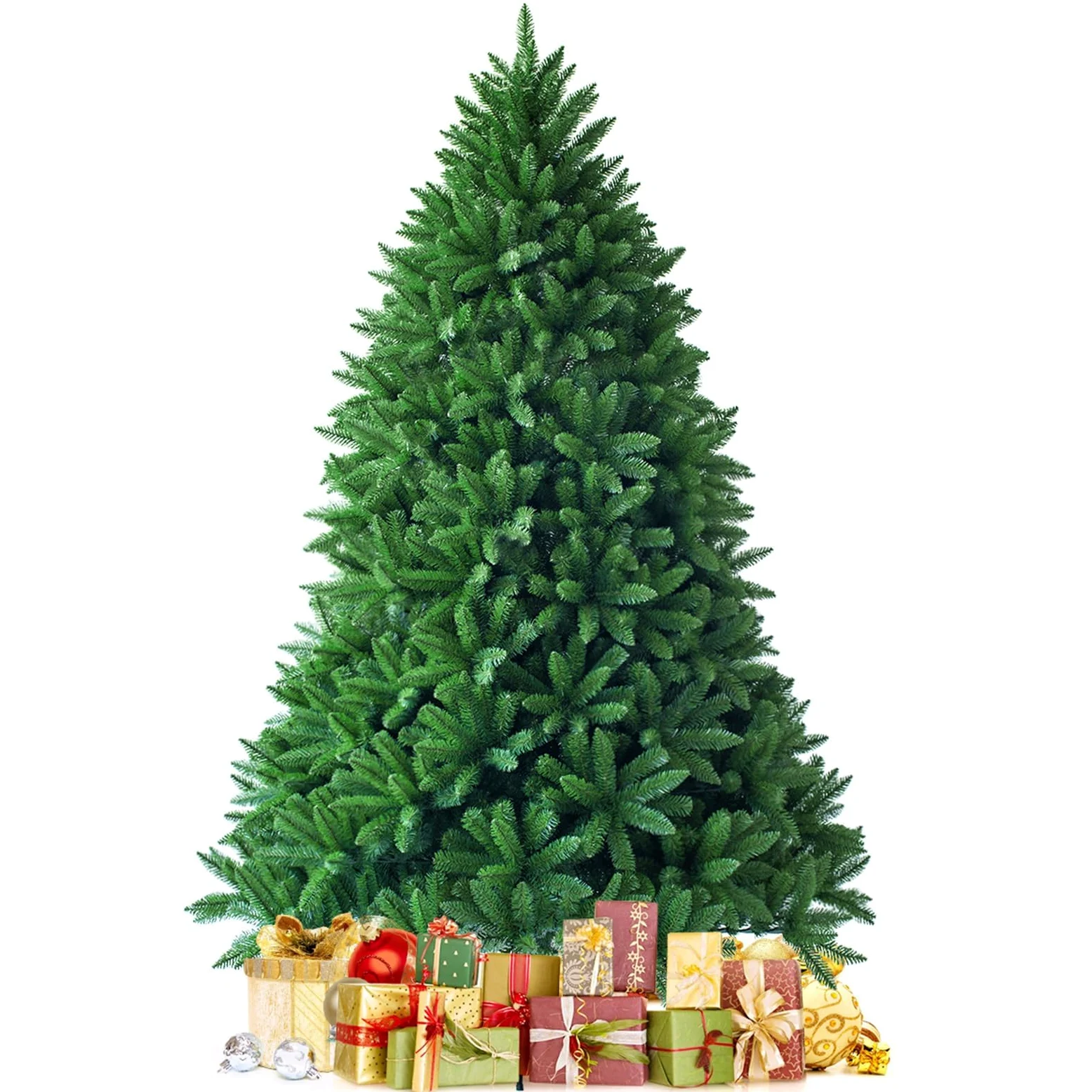 FANTASK - Albero di Natale artificiale, albero in PVC con sistema pieghevole, aghi in PVC con supporto in metallo, ideale per Natale, albero di Natale perfetto per casa, ufficio, negozio (180 cm)