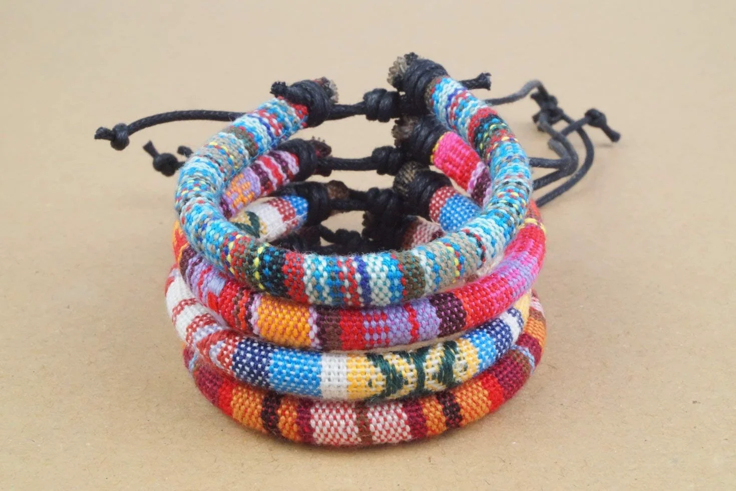 Cavigliera Sottile Boho Hippie Etnico Impermeabile Regolabile Turchese Multi Profondo Set di 4