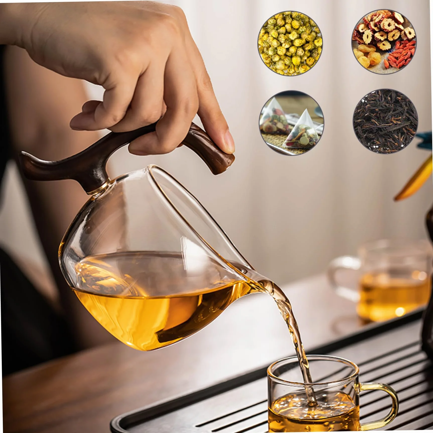 Teiera magnetica in vetro borosilicato alto con infuser 300 ml 460 ml set da tè semi-automatico