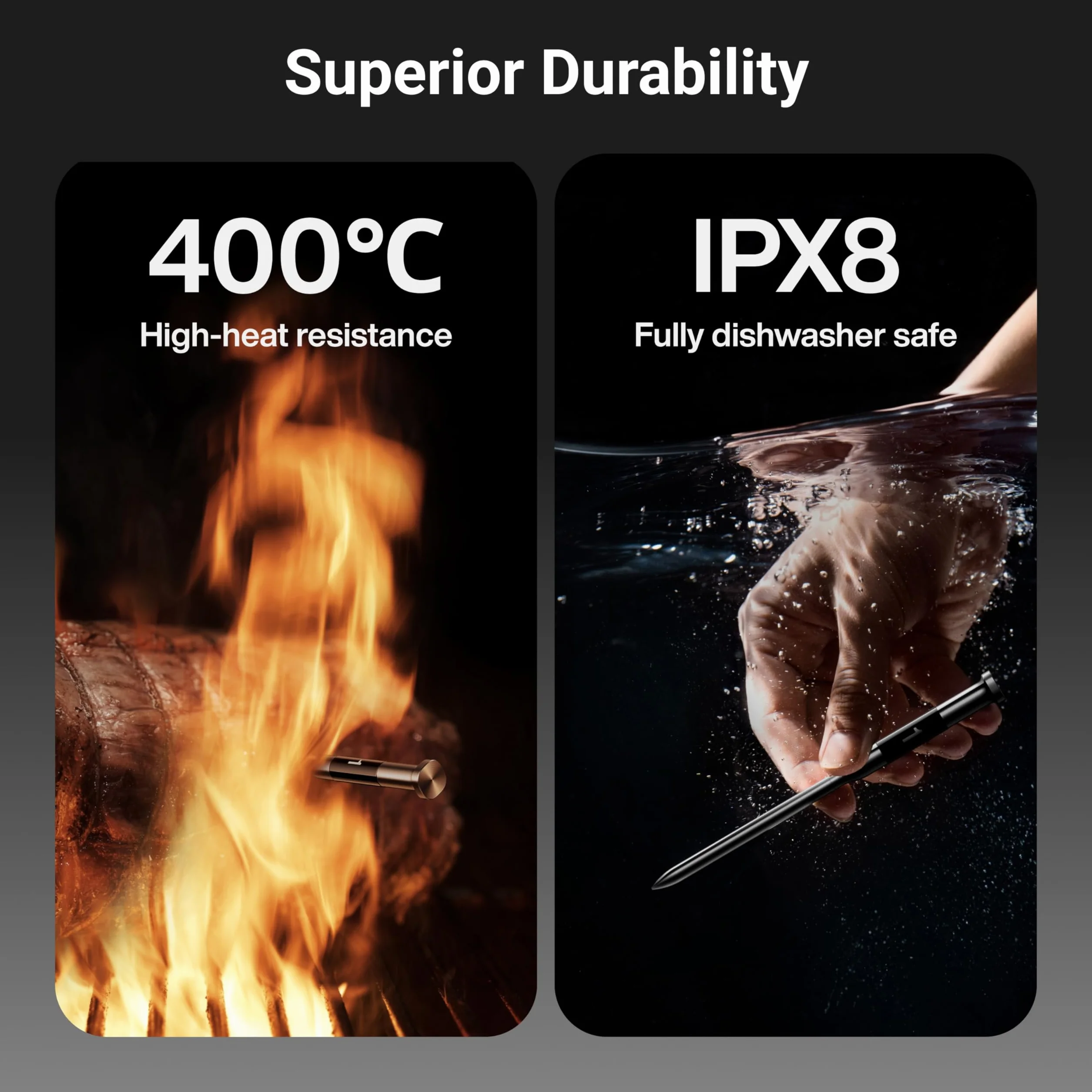 ThermoMaven P1 Termometro Intelligente per Carne Senza Fili – 152m Bluetooth 5.3, 1 Sonda 6 Sensori, Impermeabile IPX8