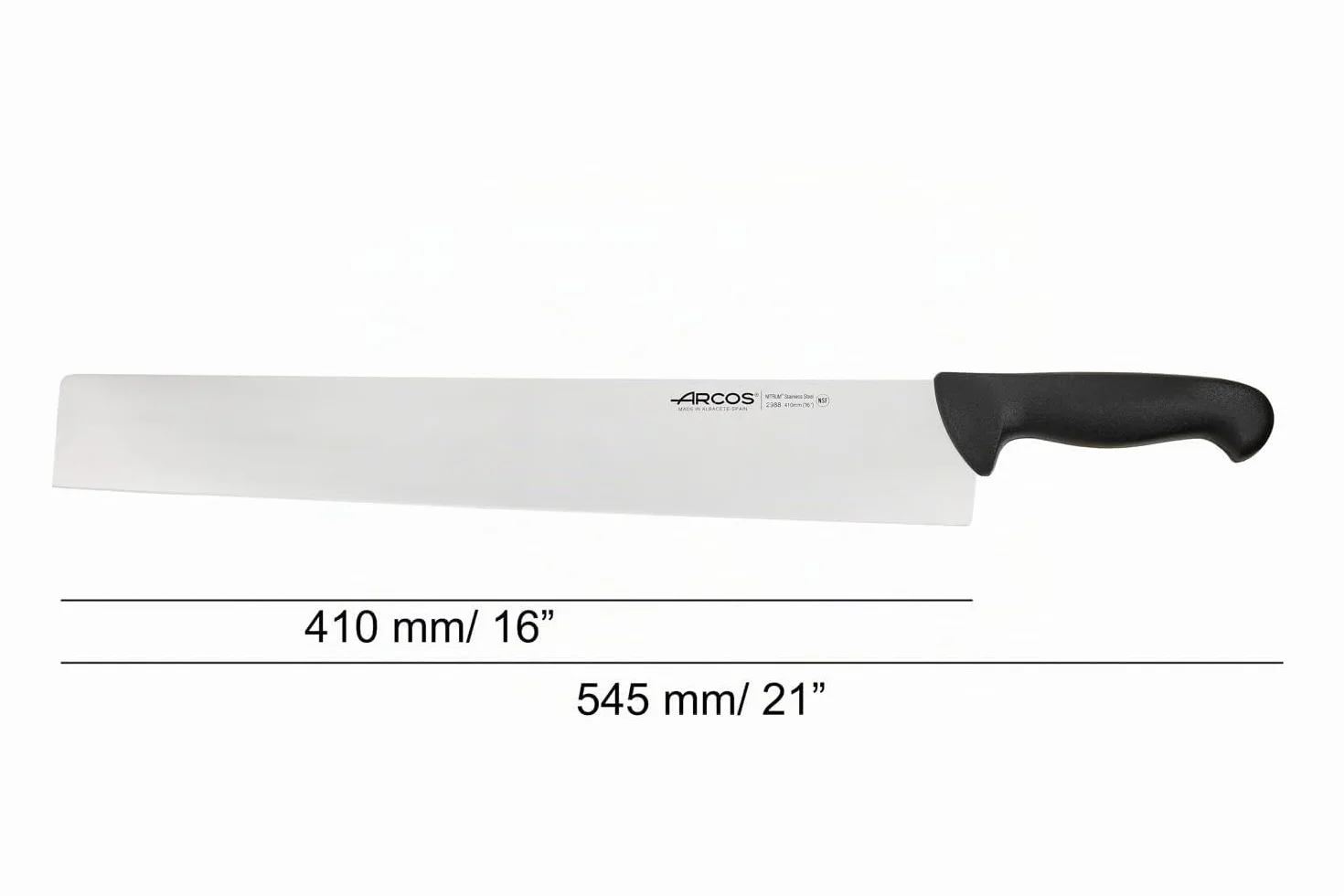 Arcos Serie 2900 - Coltello Salami Coltello Formaggio - Lama Acciaio Inossidabile Nitrum 410 mm - Manico Polipropilene Colore Nero