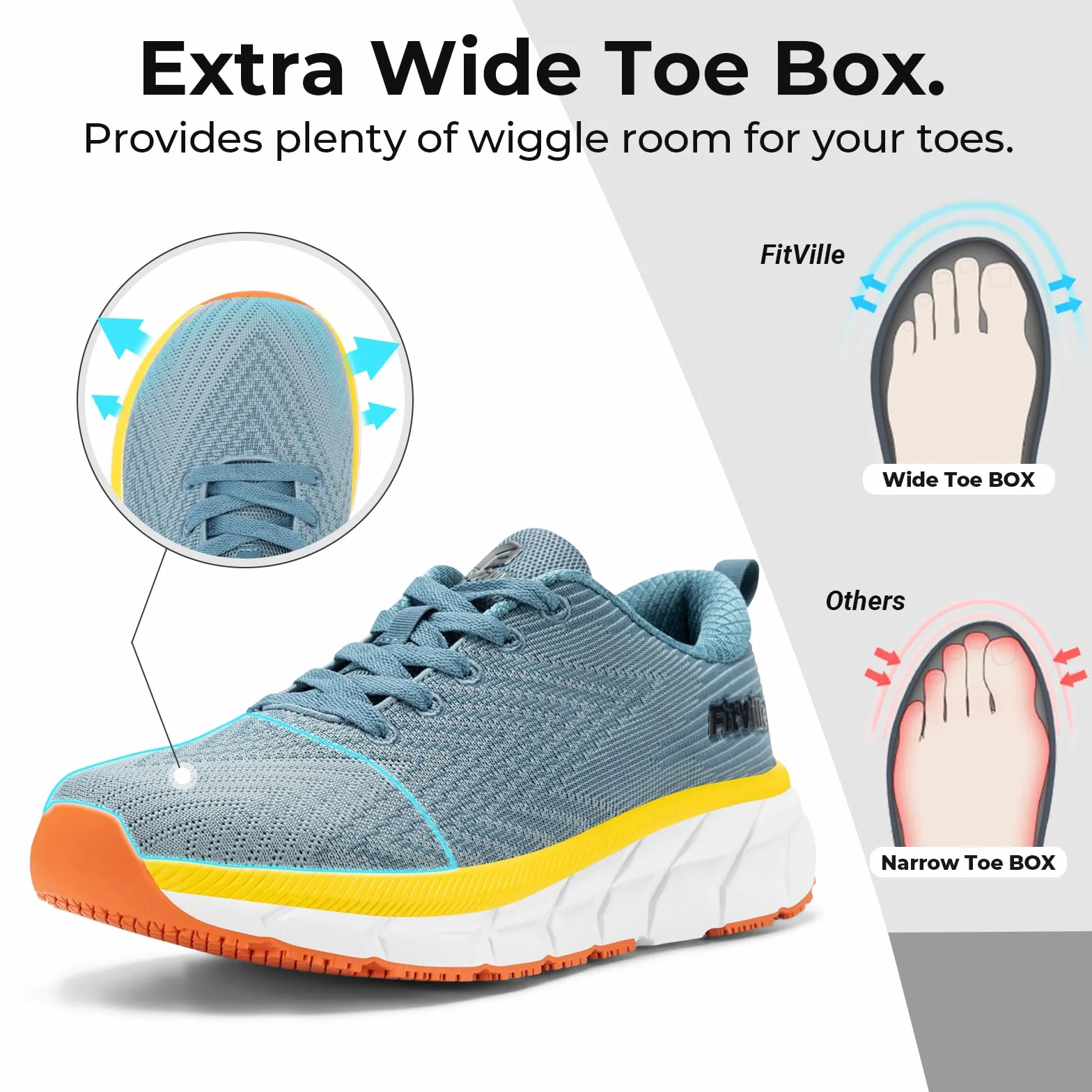 FitVille Scarpe da Running Uomo Pianta Larga Sneaker Leggere Traspiranti Jogging