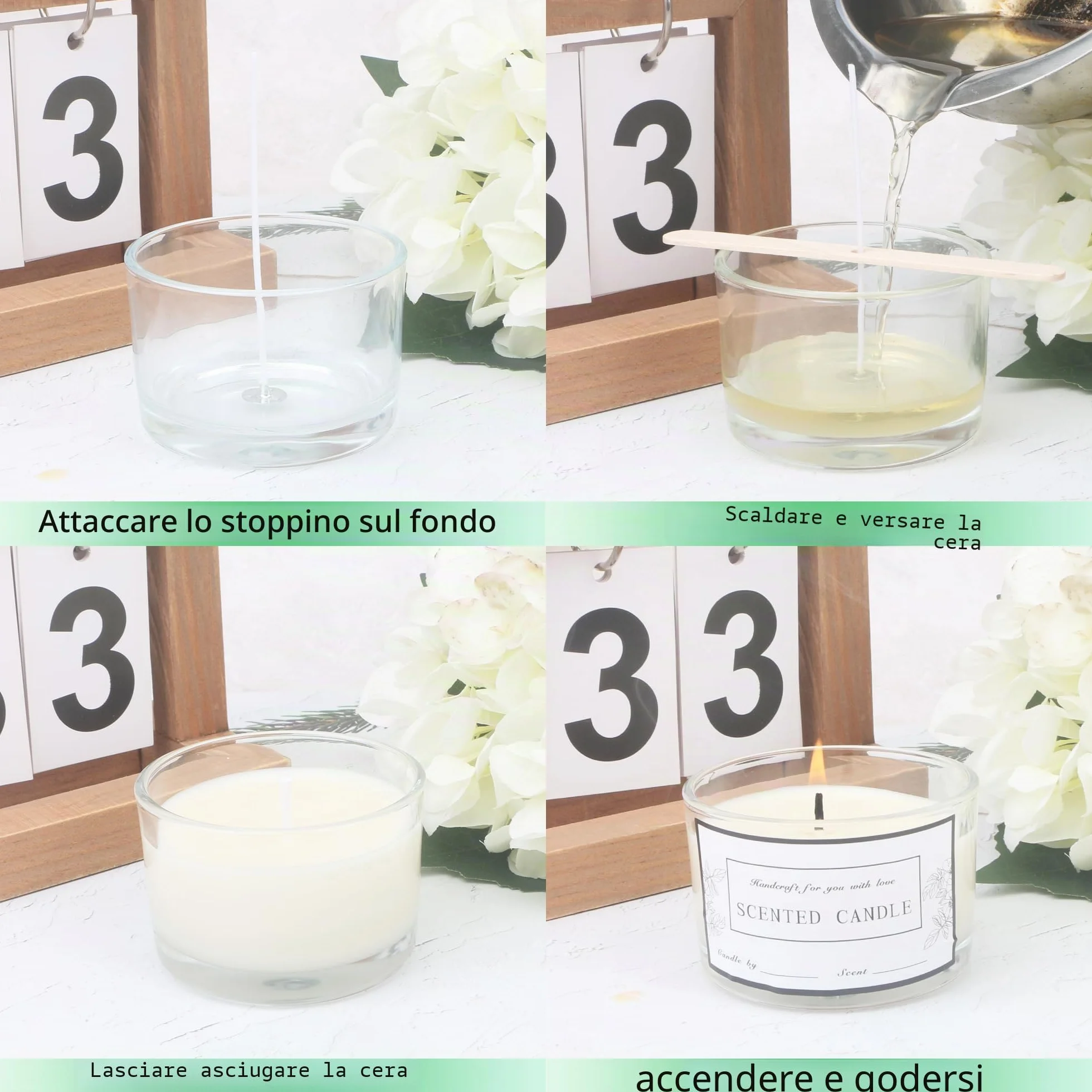 Barattoli di Candela in Vetro Trasparente da 4 OZ con Coperchi, 20 Confezioni per la Fabbricazione di Candele
