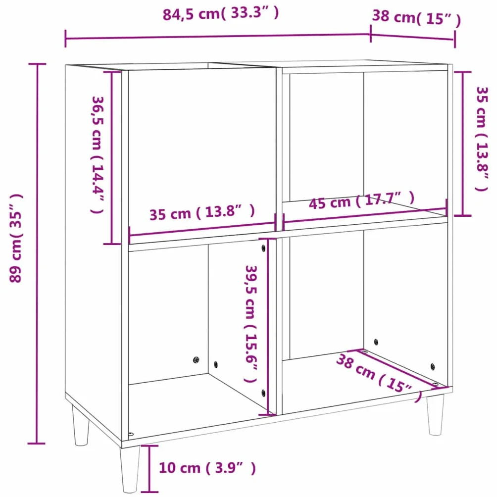 Mobile porta dischi in rovere Sonoma – Scaffale CD/Vinile, Libreria in legno, 84,5 x 38 x 89 cm, armadio multifunzione