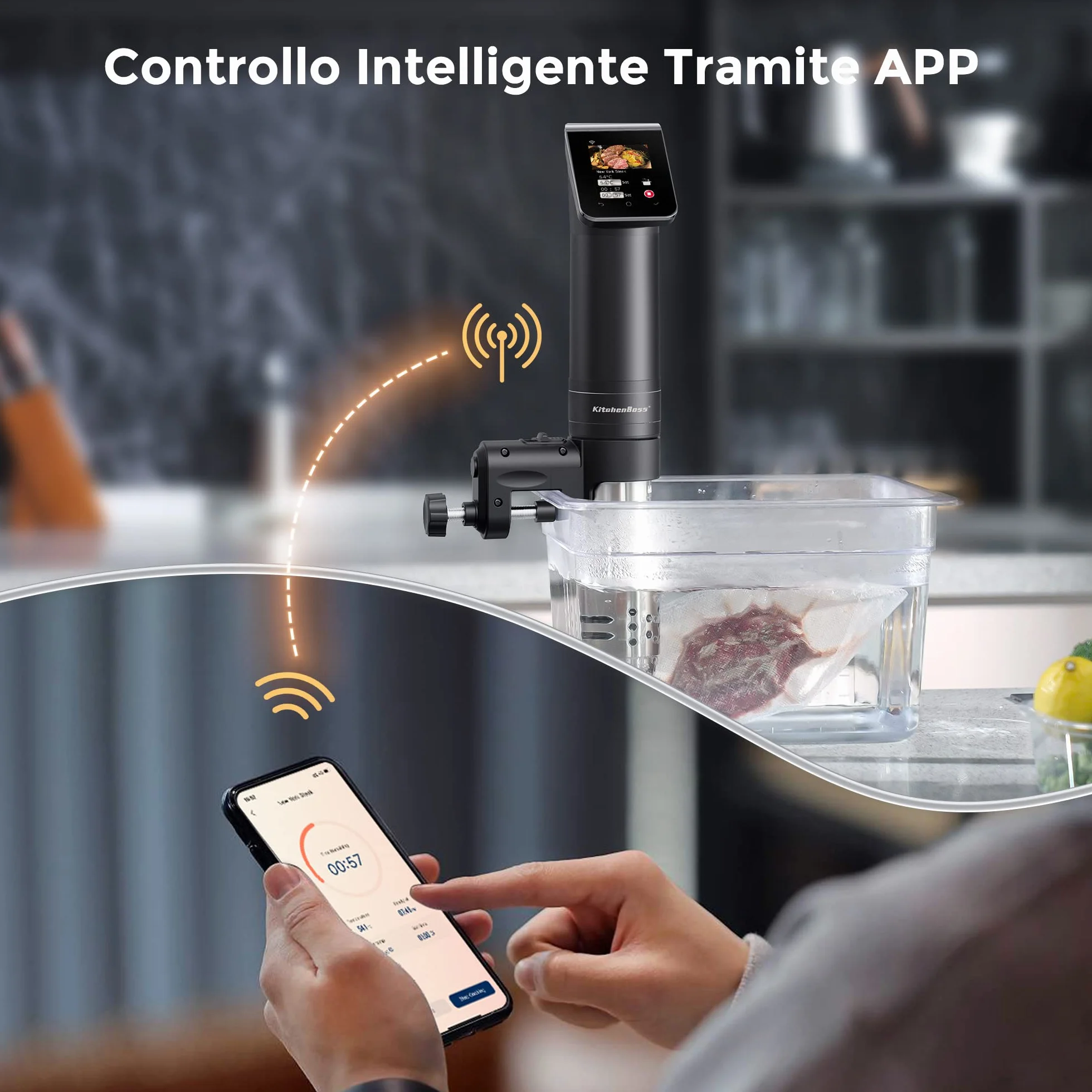 KitchenBoss G330 WLAN Sous Vide Roner 1100W IPX7 APP 40-90℃