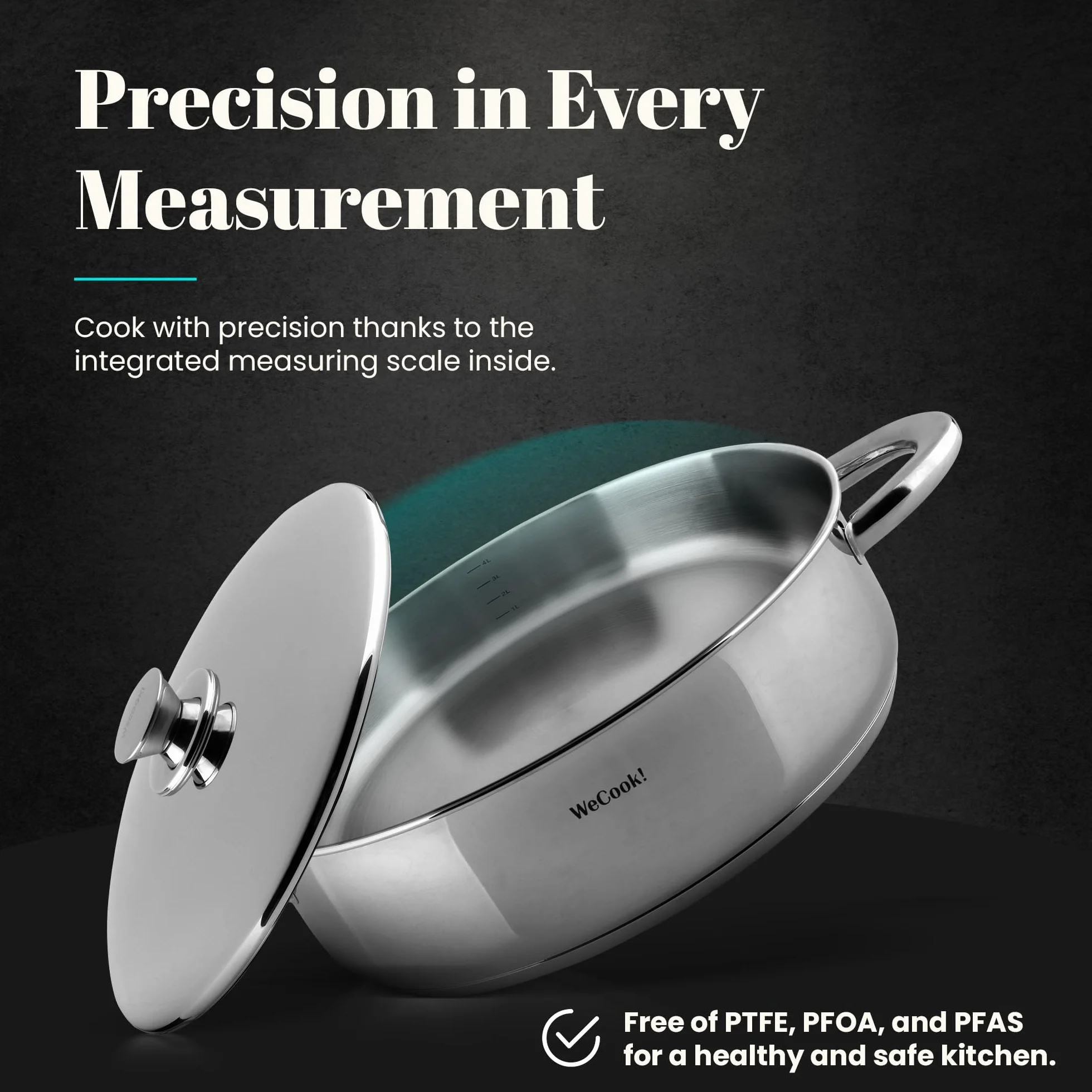 WECOOK! STAINLESS LOW COOKING POT WITH LID 32 cm.