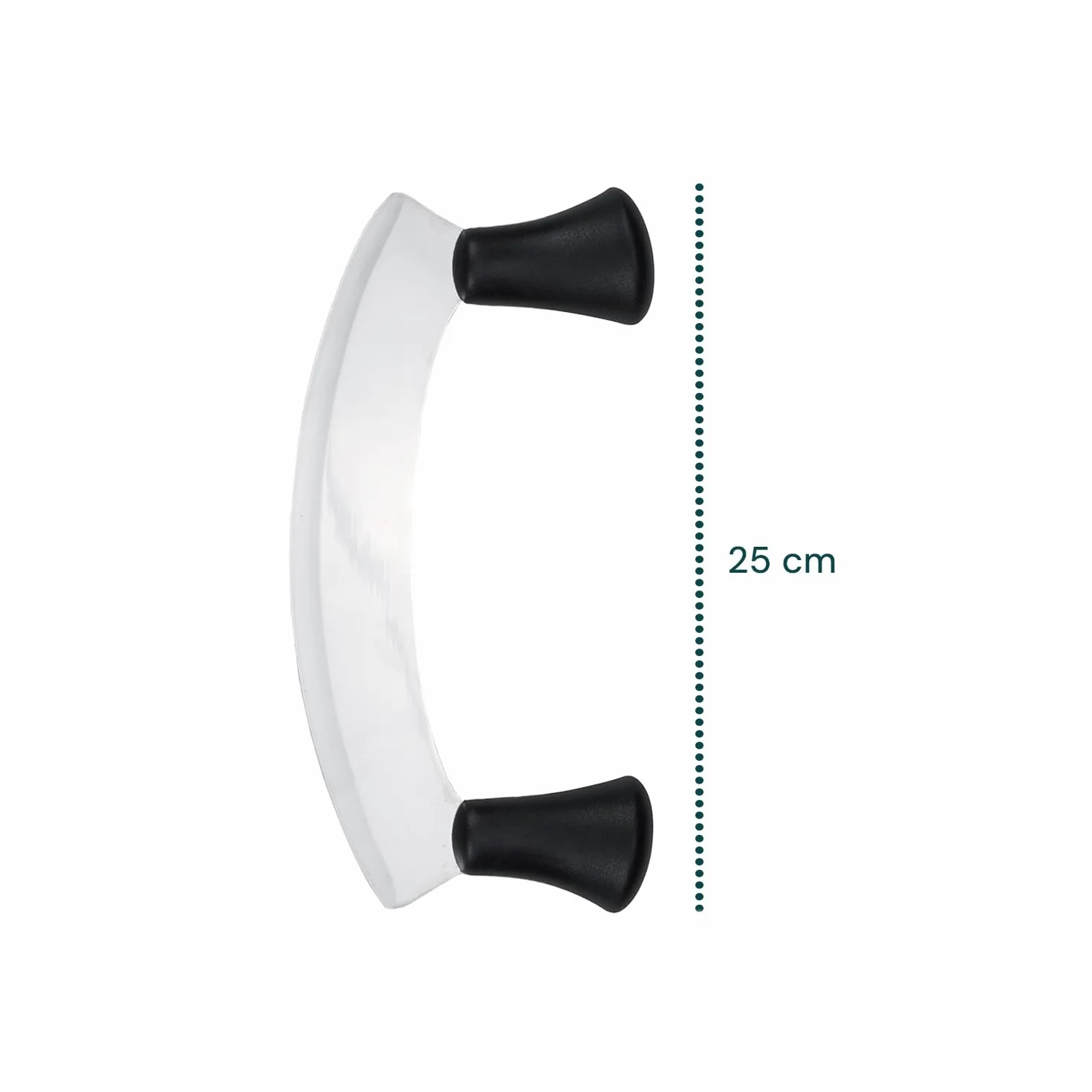 Wintem Mezza luna Acciaio Inox con Manici Ergonomici 25 cm - Lama Curva Consente di Ottenere Trito Omogeneo e Movimento Fluido - Facile da Pulire in Lavastoviglie e non - Presa Sicura e Confortevole