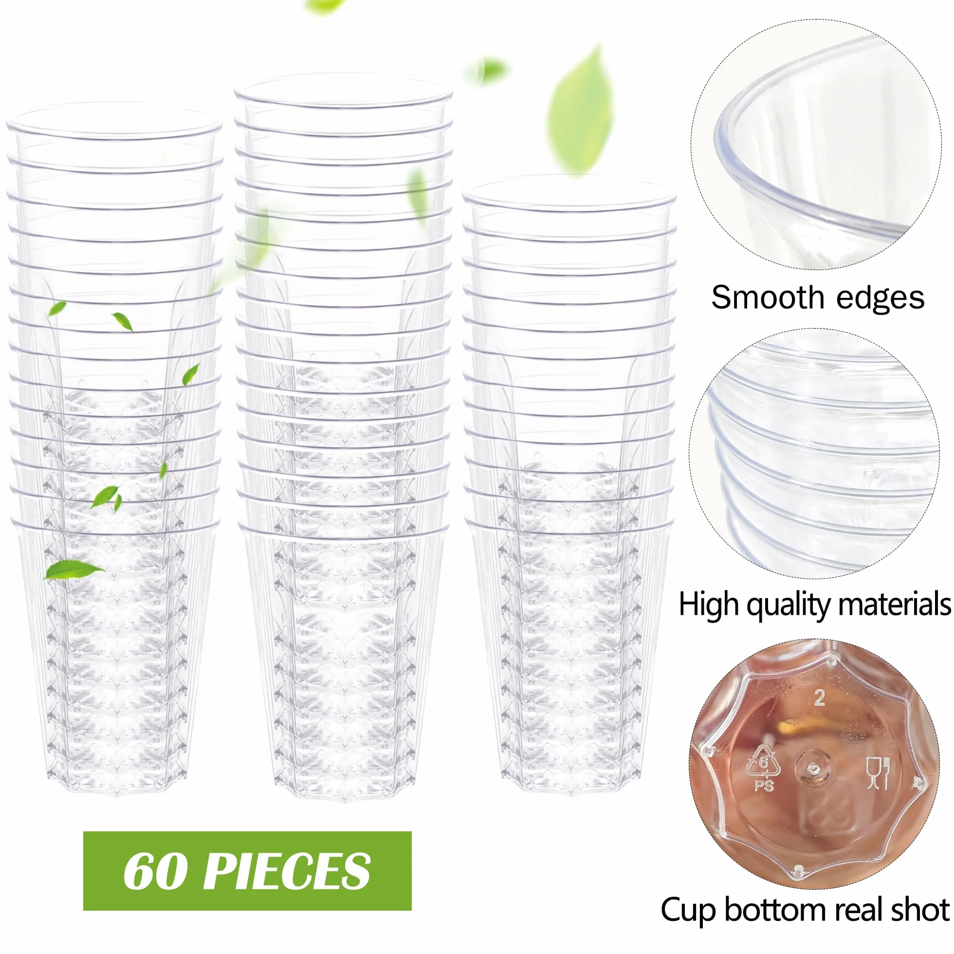 Bicchierini da liquore in plastica PS 50 ml trasparente per feste matrimoni picnic 60 pezzi