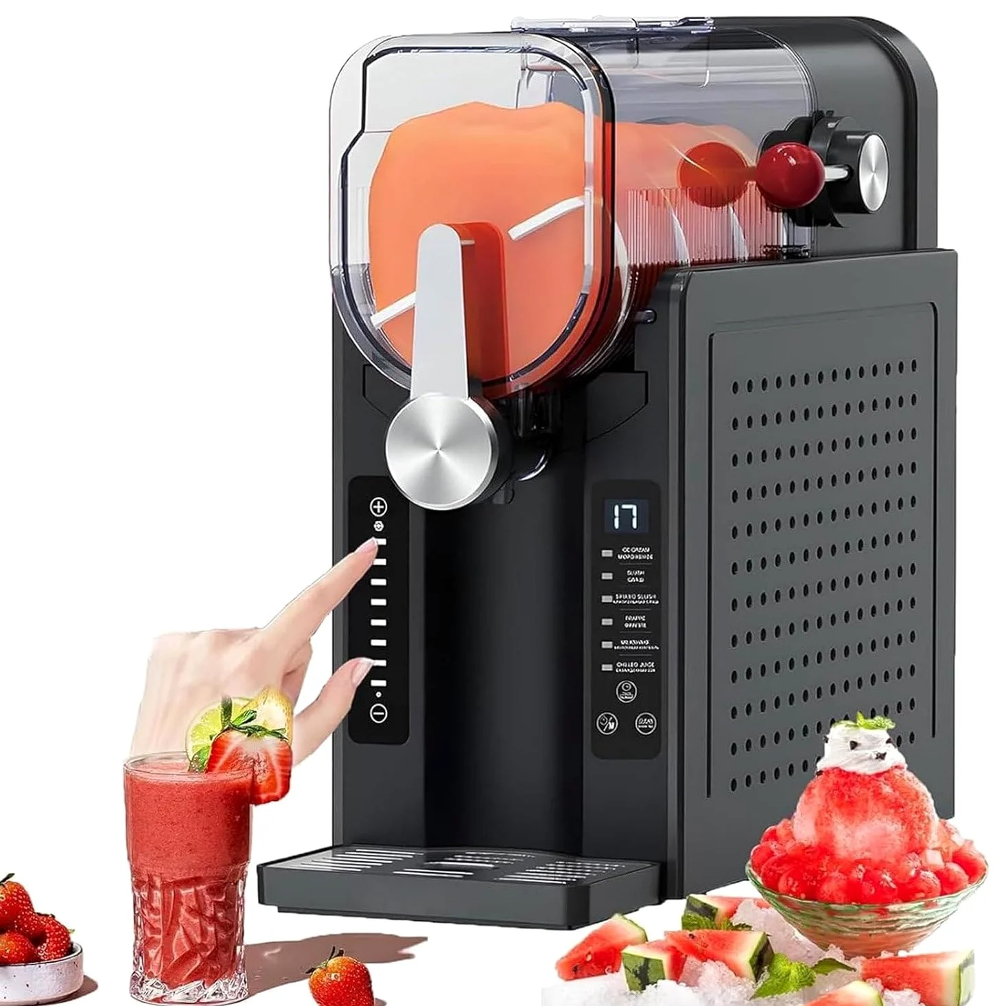 Granita, macchina per granita da 1,6 l, senza ghiaccio, per la casa, macchina professionale per bevande ghiacciate, autopulente, 6 programmi preimpostati, margarita ghiacciate, frappé, milkshake