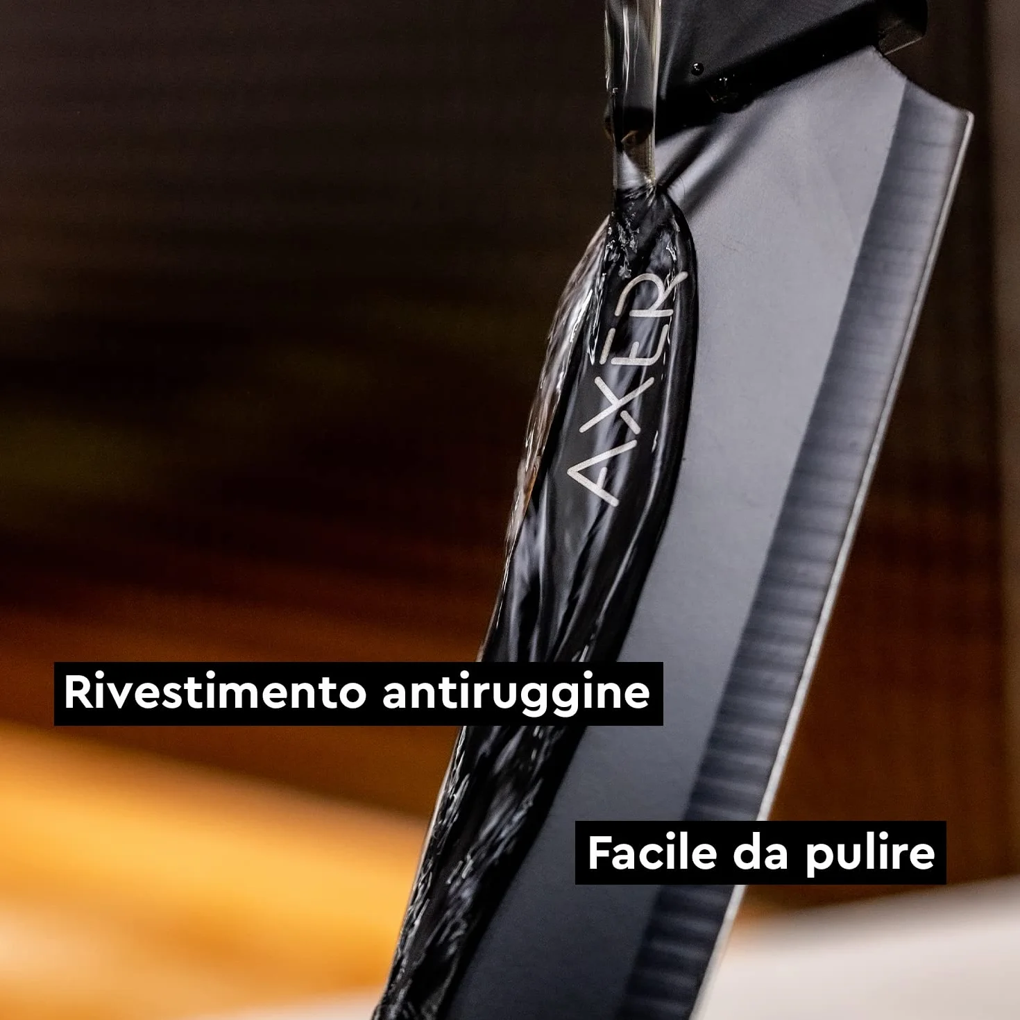 Axer 3 Pezzi Set Coltelli da Cucina Professionali Neri - Chef Knife Inox