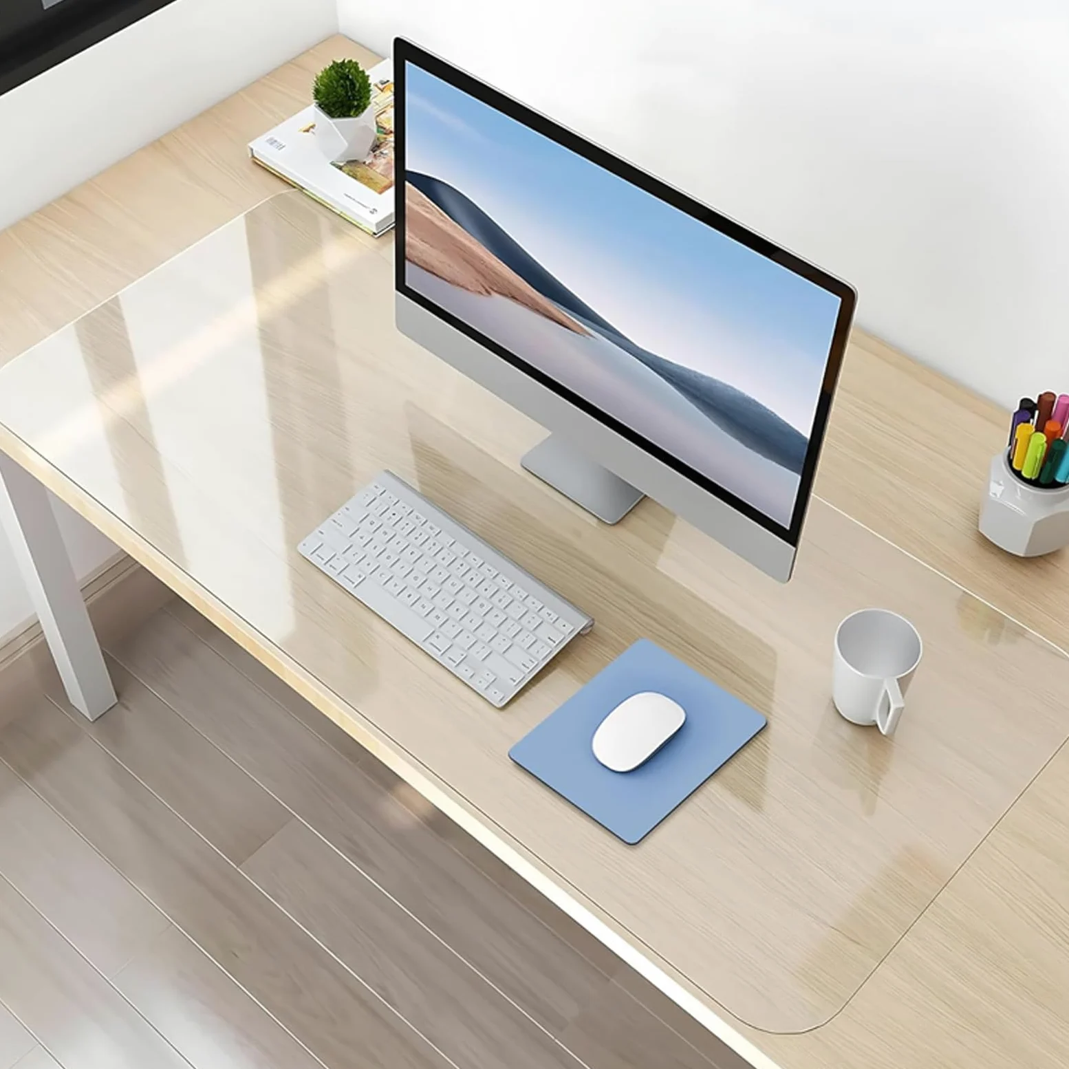 Tappetino Trasparente per Ufficio,Spessore 2 mm,Sottomano da Scrivania Trasparente in PVC,Tappetino Protettivo Trasparente per Tavolo,Facile da Pulire,per Home Office e Studi