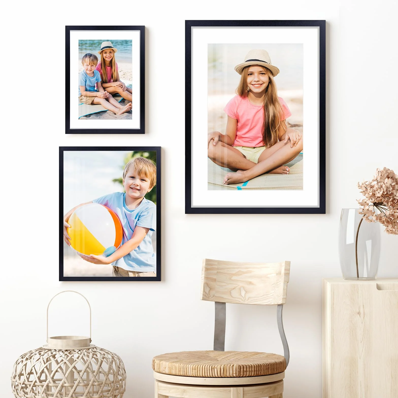 Portafoto DIN A4 (21x29.7 cm), 1 Pezzo (Nero), Cornice MDF con Vetro Acrilico,Ideale per Scrivania