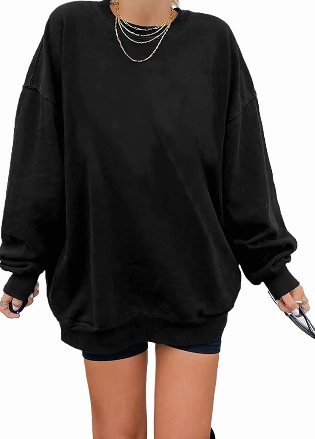 Felpa da donna Los Angeles, maglione oversize, a maniche lunghe, scollo rotondo, basic largo, senza cappuccio, per adolescenti, ragazze, vintage, maglietta