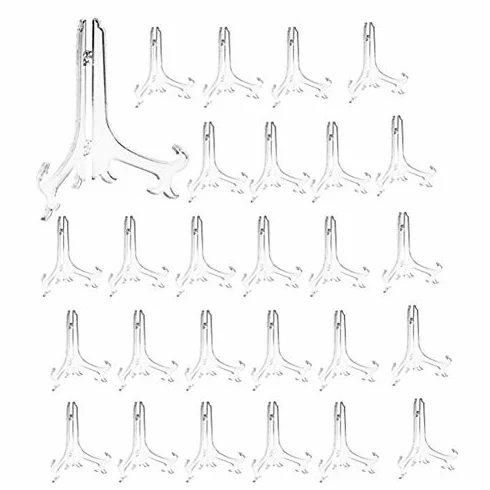 Chiaro Deselezionare plastica cavalletti o titolari di Stand/piastra per visualizzare immagini o altri oggetti ai matrimoni, decorazione domestica 7 inch(24 pack