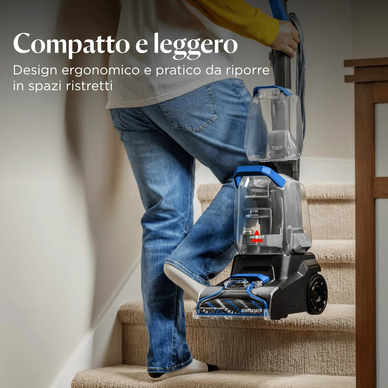 BISSELL PowerWash Compact Pet, Lavatappeti e Lava tappezzeria, Compatto per Macchie di Animali e Odori, Pulitore Multisuperficie, Tubo e Accessori Rimovibili, 600W, Portatile, con Cavo, 4058N