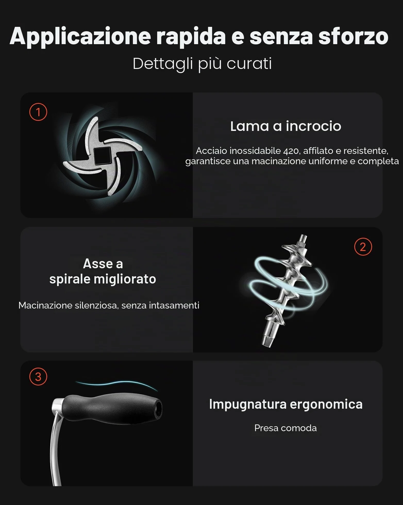 VEVOR Tritacarne Manuale in Acciaio Inossidabile 304 Fissaggio a Morsetto da Tavolo per Preparazione di Salsicce Salumi Polpette, Tritacarne Manuale da Tavolo Acciaio Inox Uso Alimentare Calibro #12