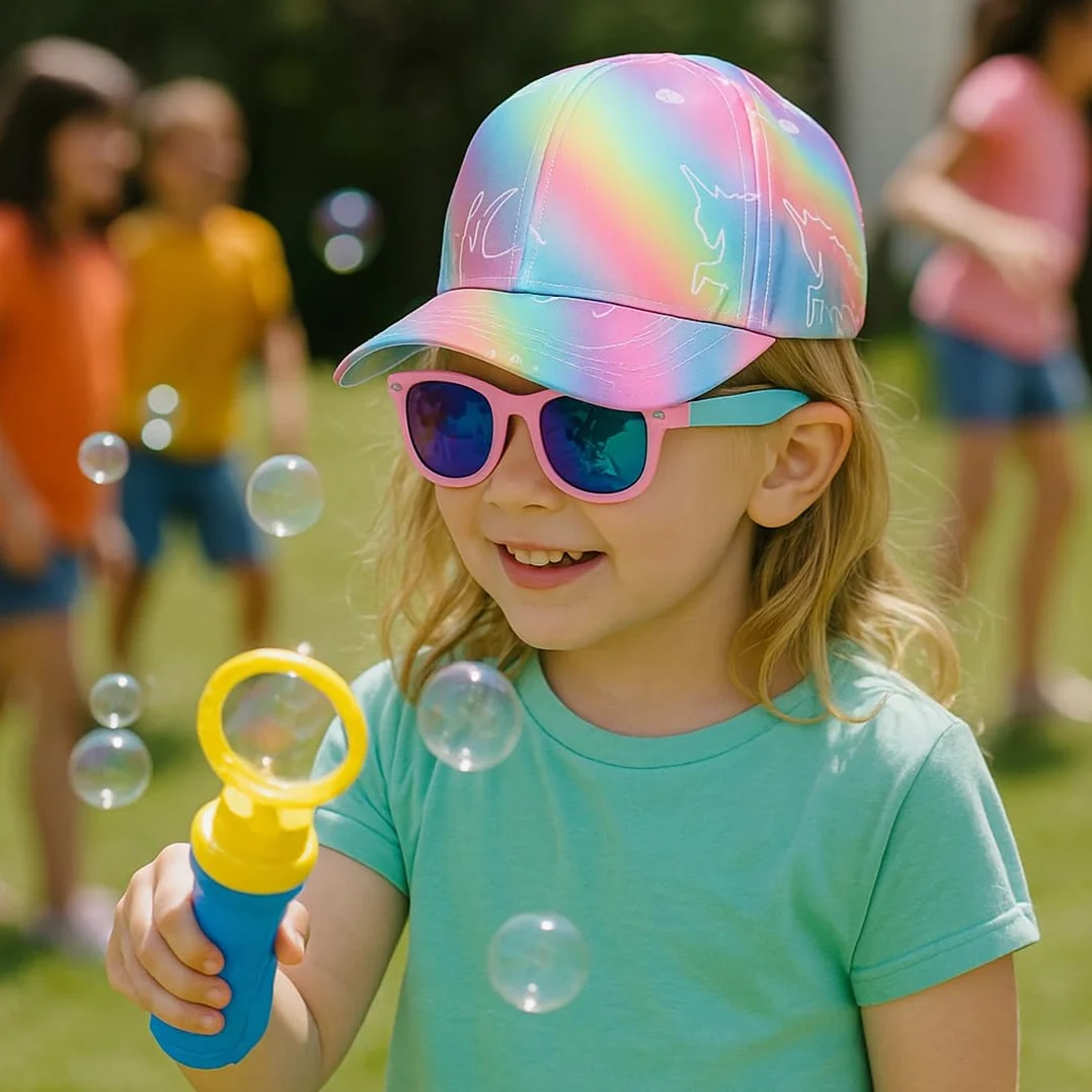 Cappellini da Baseball per Bambine, Occhiali da Sole Polarizzati Regolabile Cappello Baseball Protezione UV Berretto per Ragazza Estivo Regalo