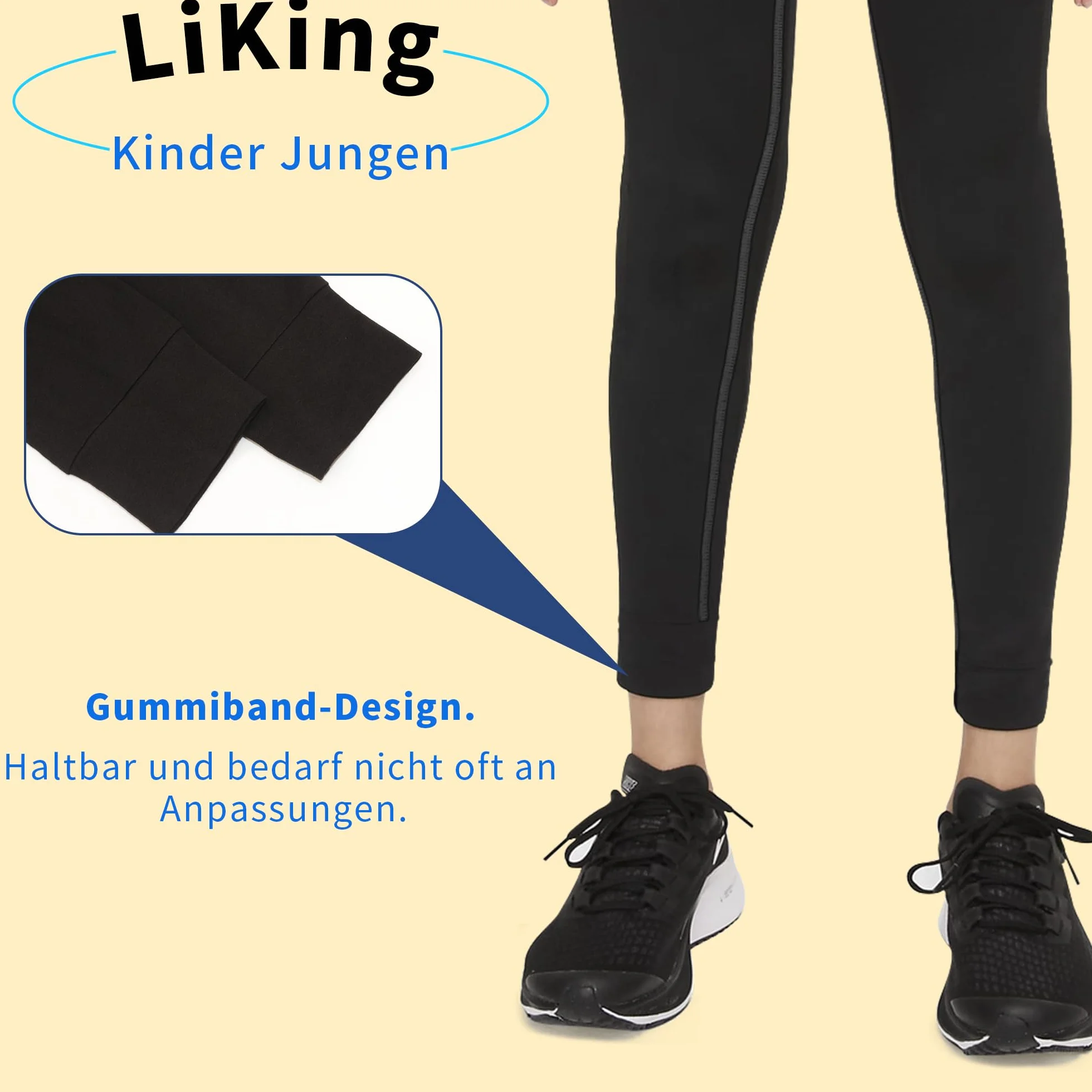 LiKing Leggings Sportivi da Bambino Invernali Sport Running - Elastico Comfortevole, Perfetti per Calcio e Basket, Pack da 2 o 3 Pezzi
