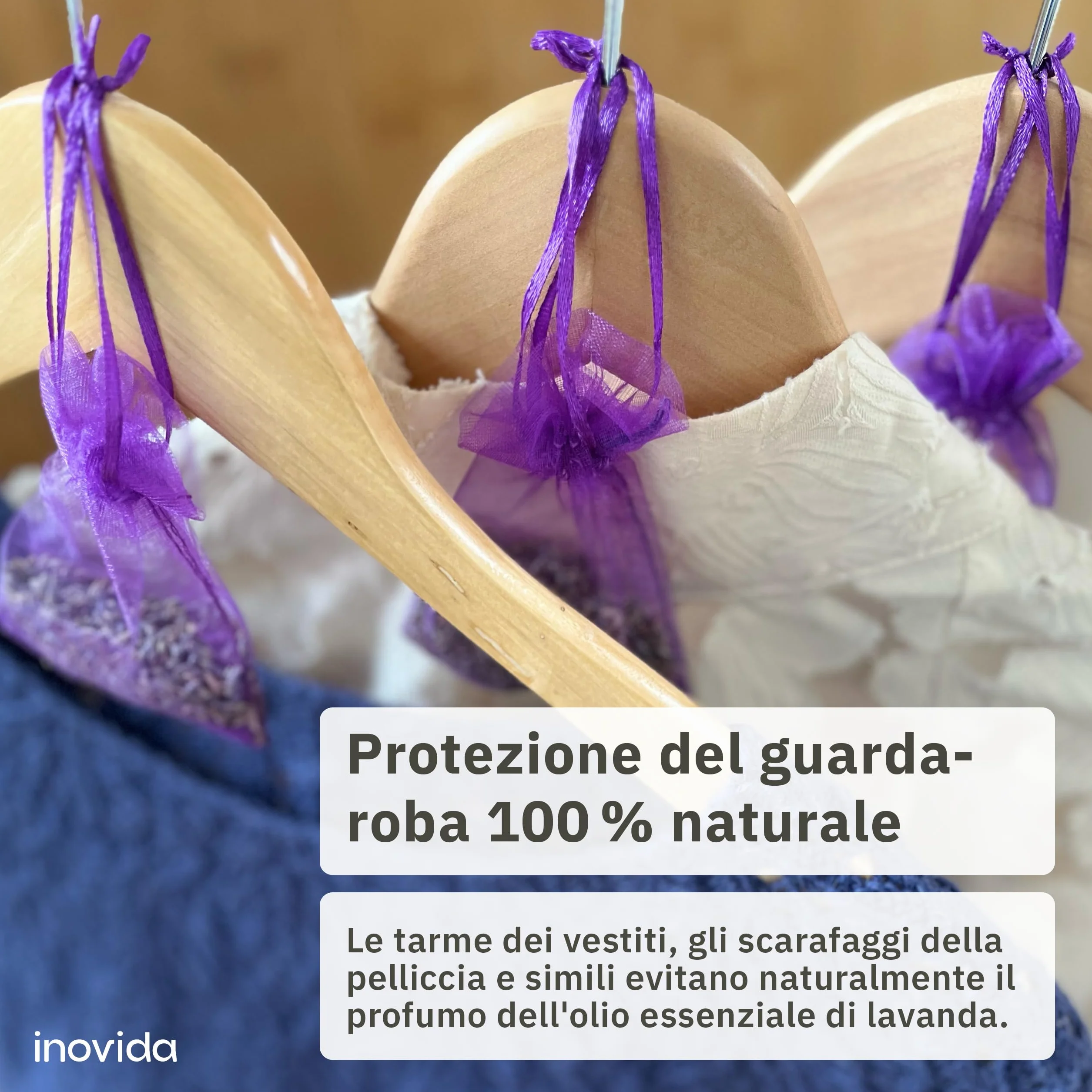 Sacchetti Profumati Lavanda: 20x Lavanda Vera Essiccata – Protezione Antitarme per gli Armadi – Sacchetti Profumatori per Armadio e Guardaroba – Profumatori Armadio – Profumo per Armadio – inovida
