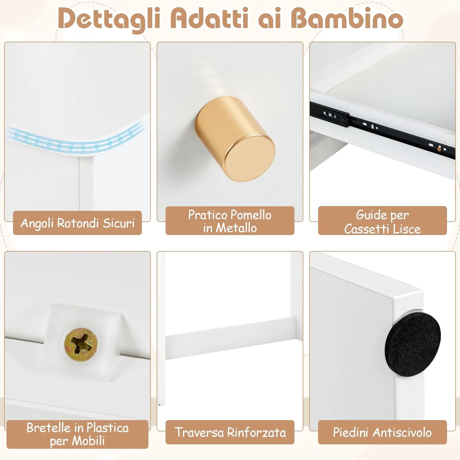 RELAX4LIFE Scrivania per Bambini con Spazio di Stoccaggio, Tavolo da Scrittura in Legno con Cassetto e Ripiano Aperto, Postazione di Lavoro per Studenti a Domicilio per Bambini 3+ (Bianco)