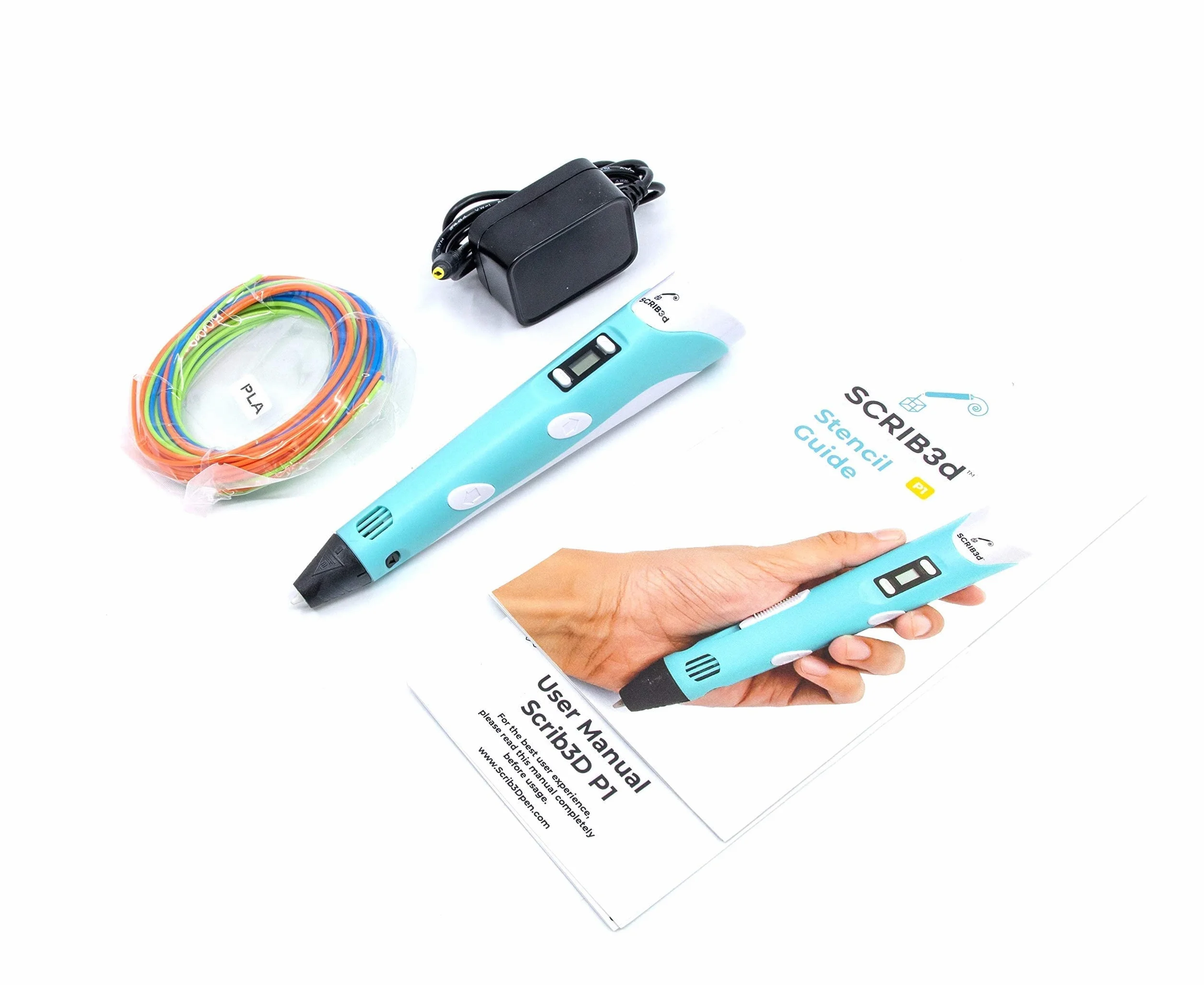 SCRIB3D P1 Penna 3D con Display, 3 Colori Filamento PLA, Stencil e Guida