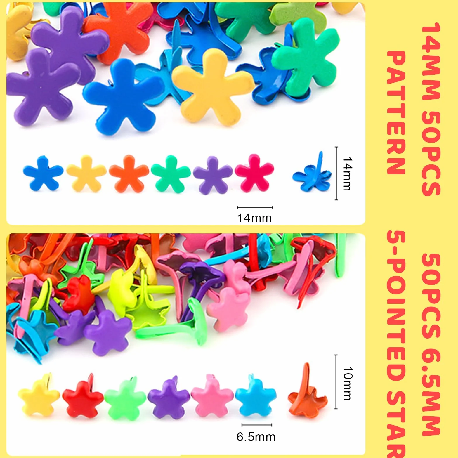 100 Pezzi Mini Brads, Elementi di Fissaggio in Carta, fermagli per sacchetti, a forma di fiore, Mini Chiusura di Carta a Treccia, per scrapbooking, per Decorazioni Artigianali Fai-da-Te
