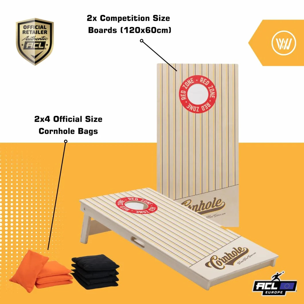 Cornhole Set – 120 x 60 cm – Gioco a foro cieco – Wicked Wood – Set di tavole con licenza ufficiale ACL – 2 x 4 sacchetti Cornhole 450 g – Cornhole Gioco Outdoor