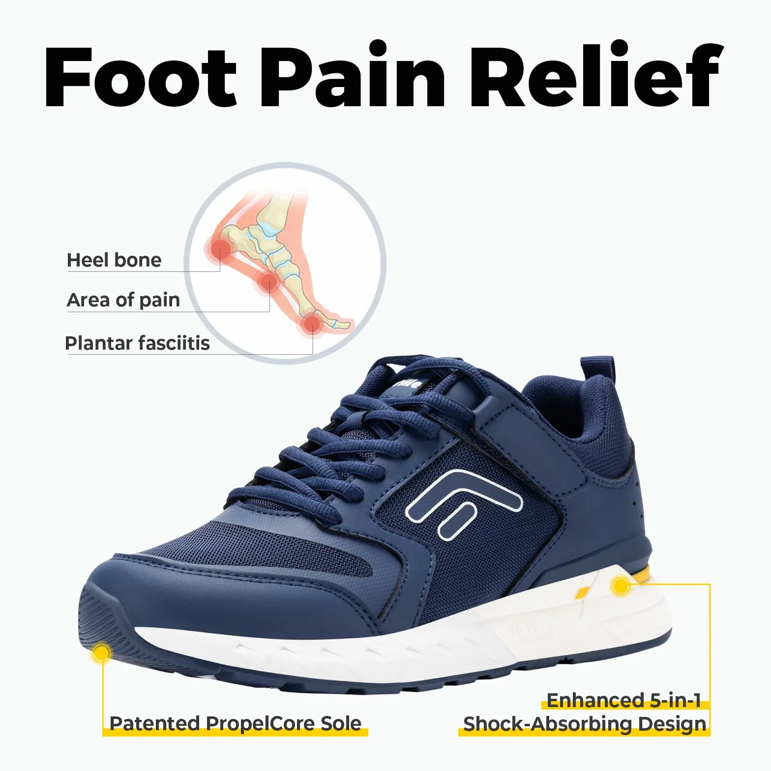 FitVille Scarpe Uomo Sneakers Extra Larghe Scarpe da Corsa per Piedi Piatti Larghi Fascite Plantare V7