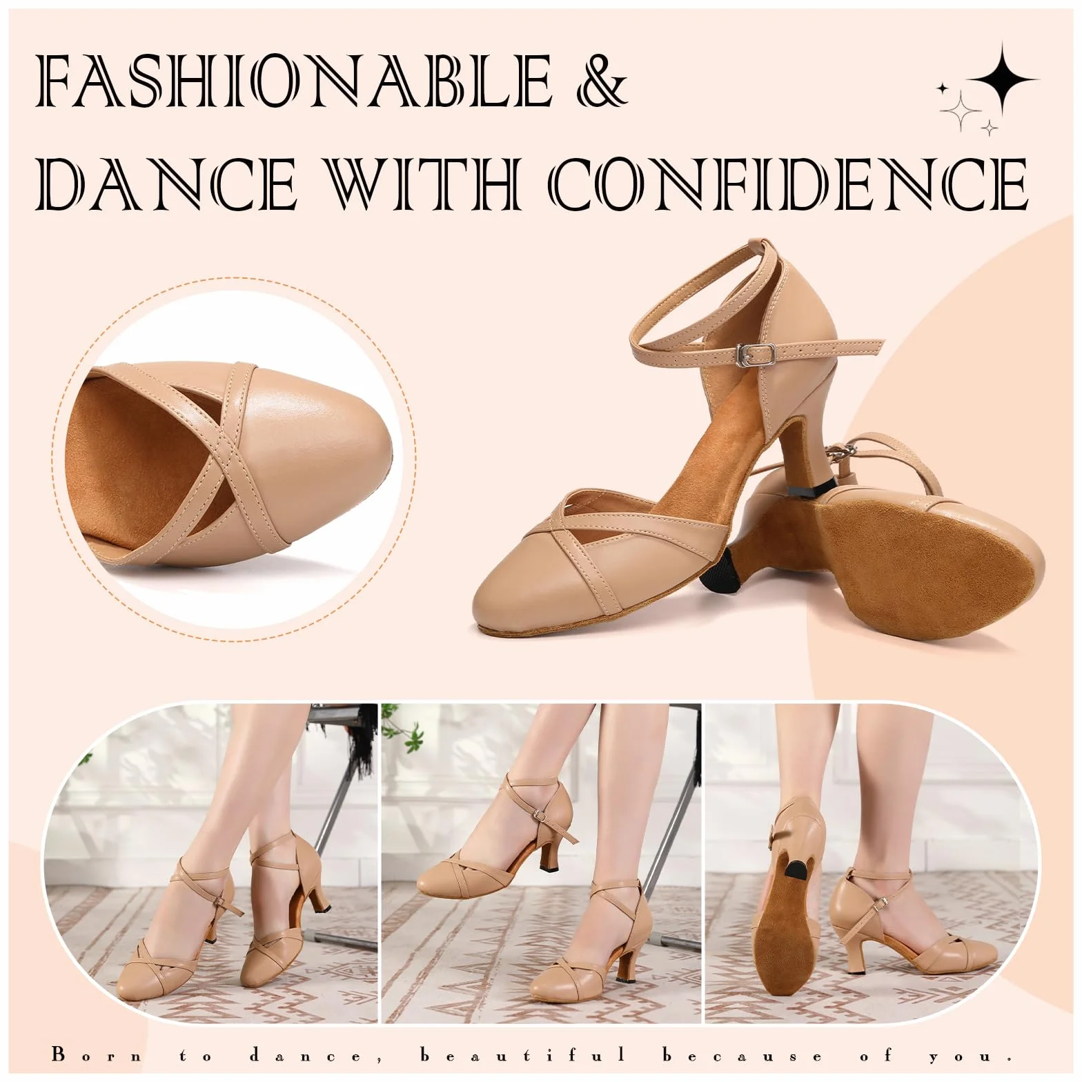 Donna Scarpe da Ballo Latino Punta Chiusa Salsa Moderna Tango Valzer Scarpe da Ballo