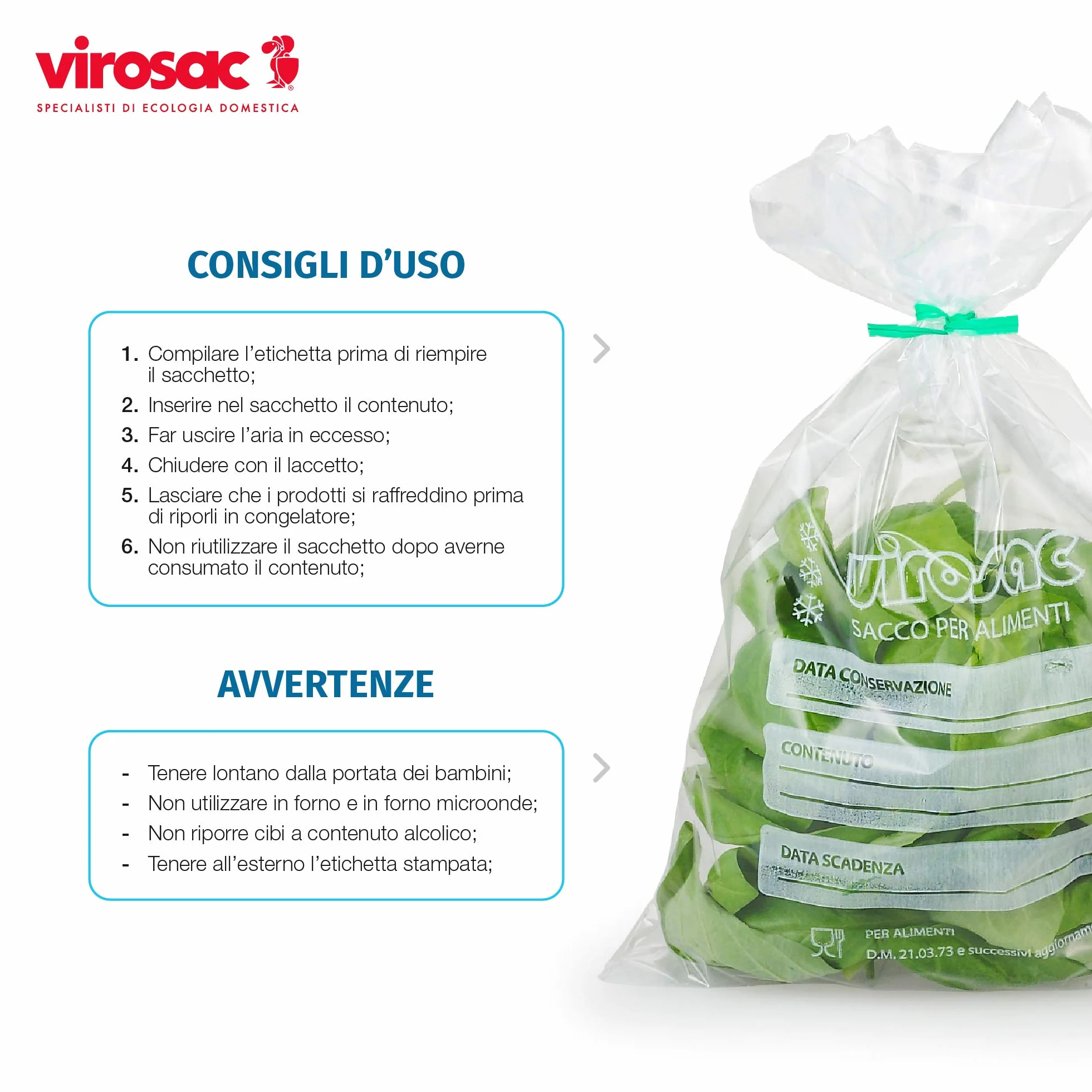 Virosac Sacchetti per Frigo e Freezer HDPE 18x28-1,5L 200 unità