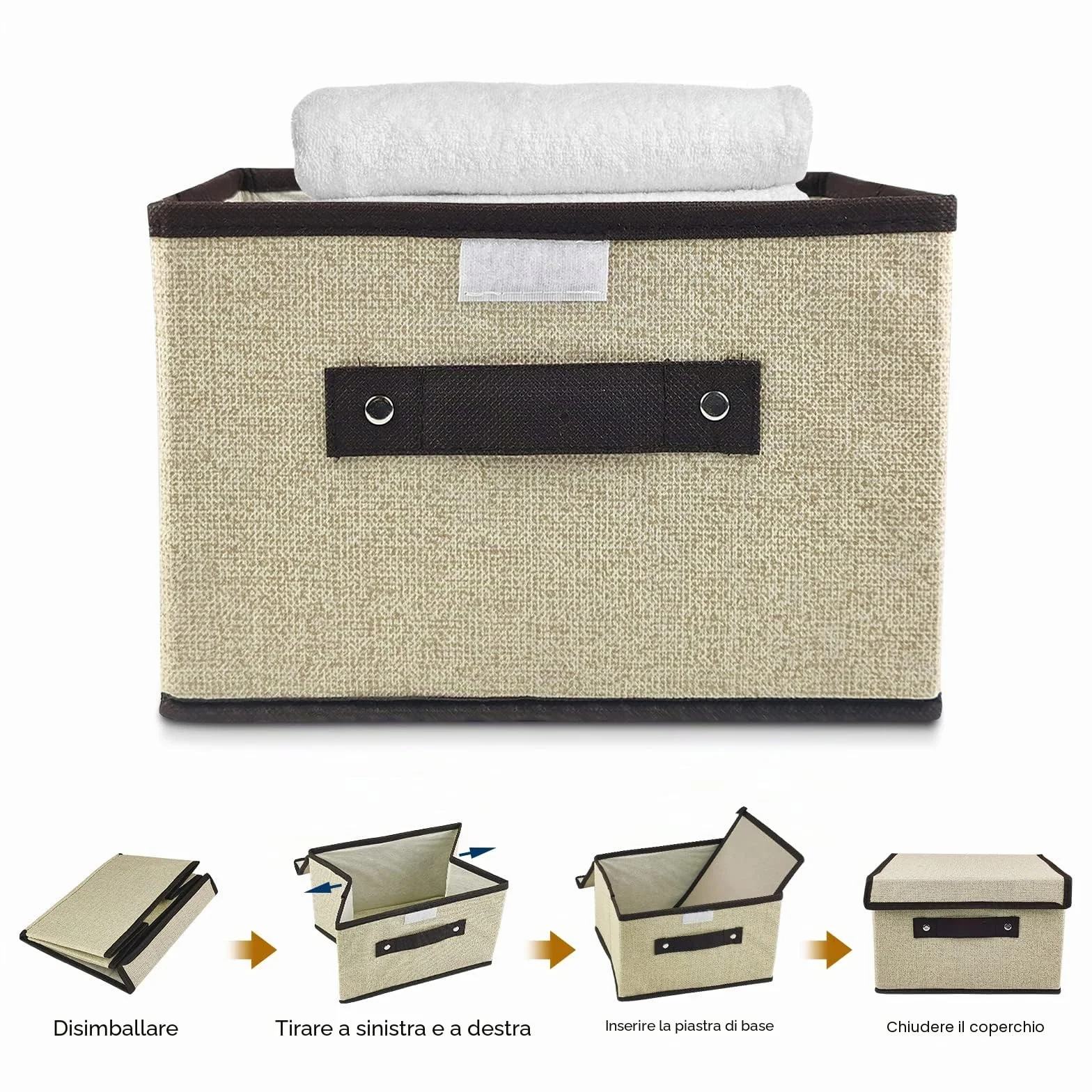 Uootach 3 Pezzi Scatole Portaoggetti Pieghevoli con Coperchio 25cm*19cm*16cm Bianco