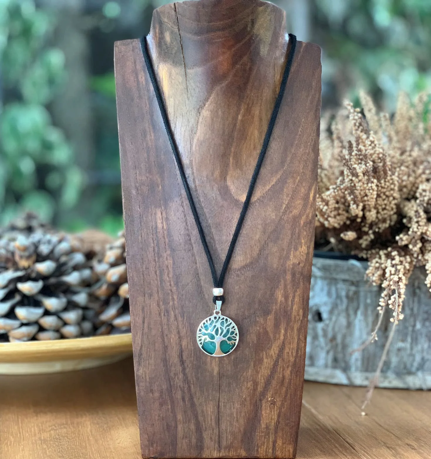 ASTER ALHELÍ Collana Albero della Vita Donna Uomo Ciondolo Pietra Naturale Altezza Regolabile Amuleto Protezione Gioiello Artigianale Fatto a Mano Idea Regalo Avventurina Verde