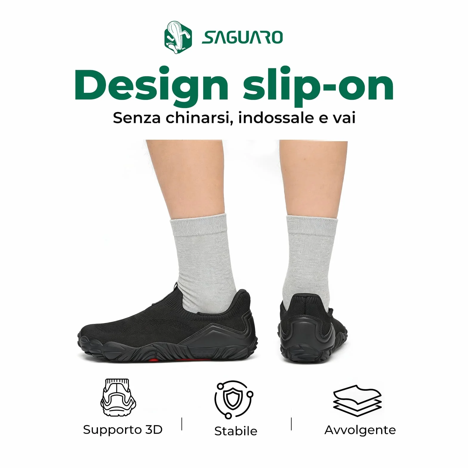 Saguaro Unisex Scarpe Barefoot a Cinque Dita Slip On Adatte per Fitness e attività Outdoor Gr.36-48