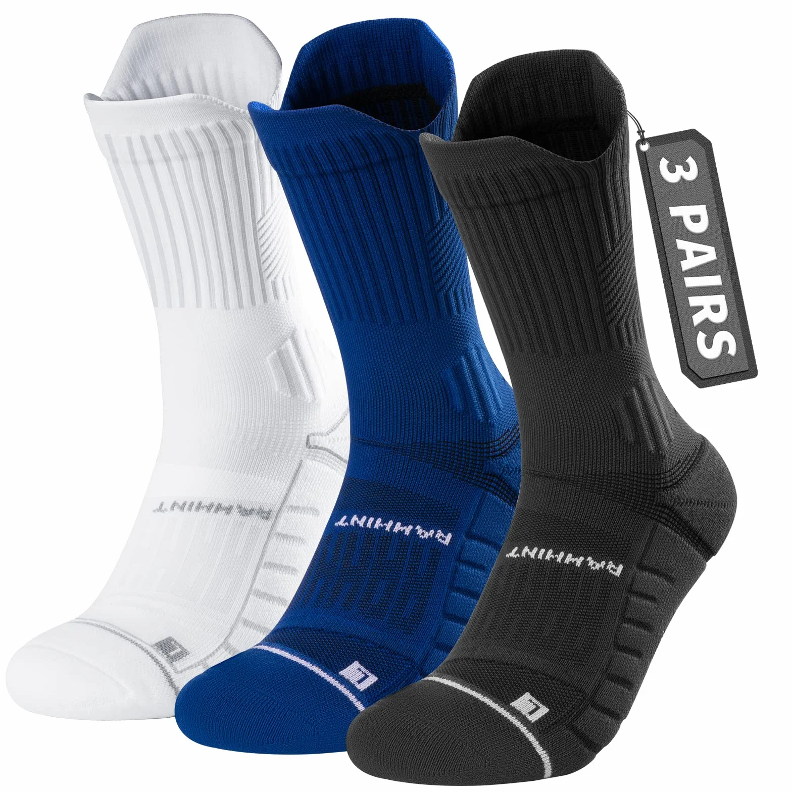 Rahhint Pro Coolmax Compressione 3 Paia Calzini Running Uomo Antivesciche Supporto Arco Plantare 35-51