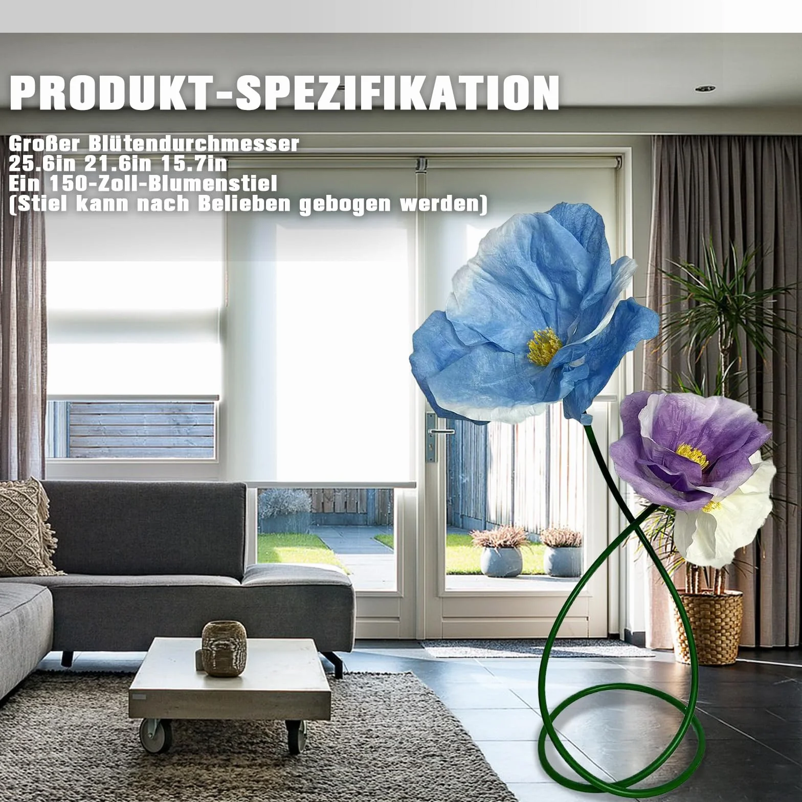 lifemet Decorazione floreale blu viola giallo per festa