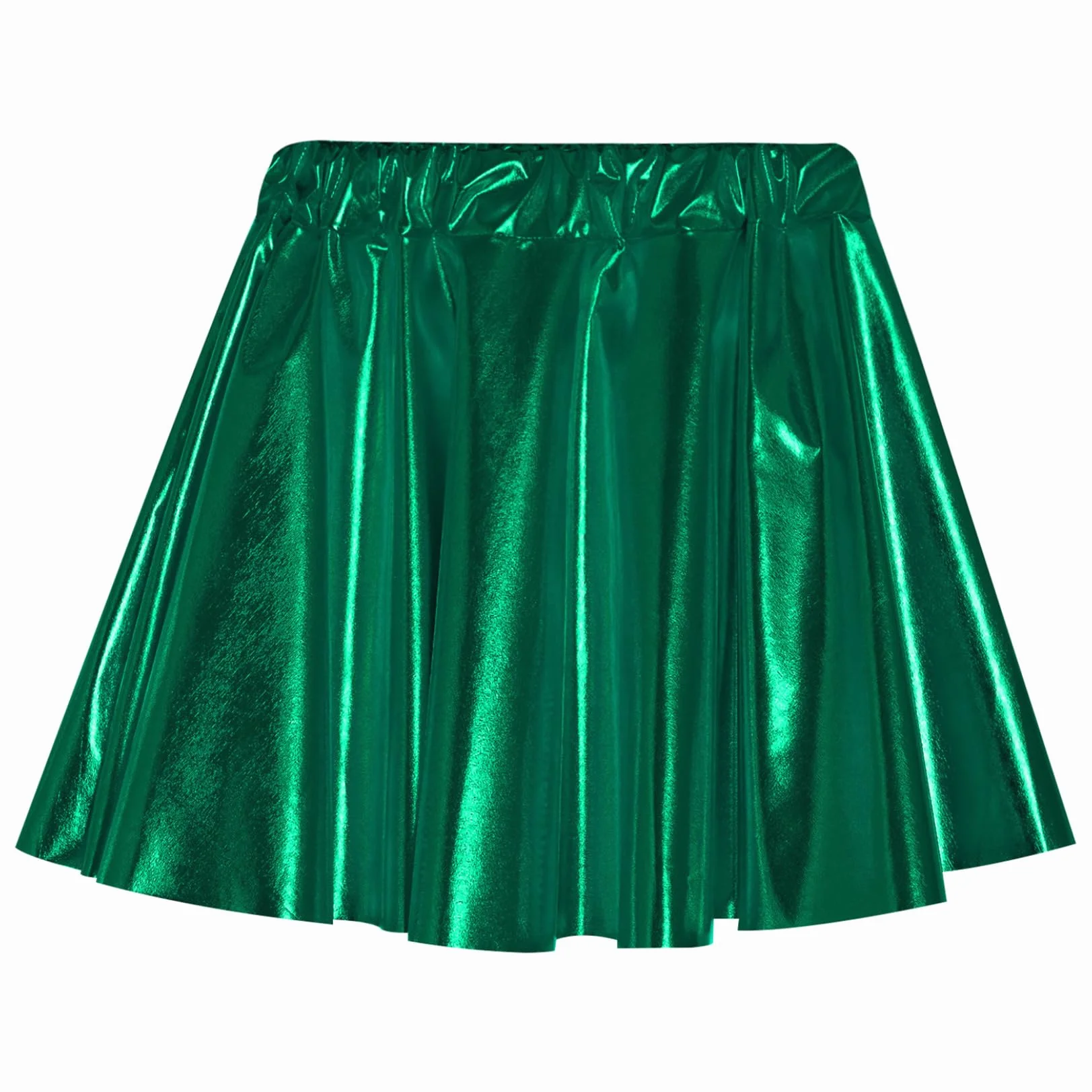 Bambine Ragazze Balletto Danza Gonna Svasata Pieghettata Aline Mini Glossy Metallizzato