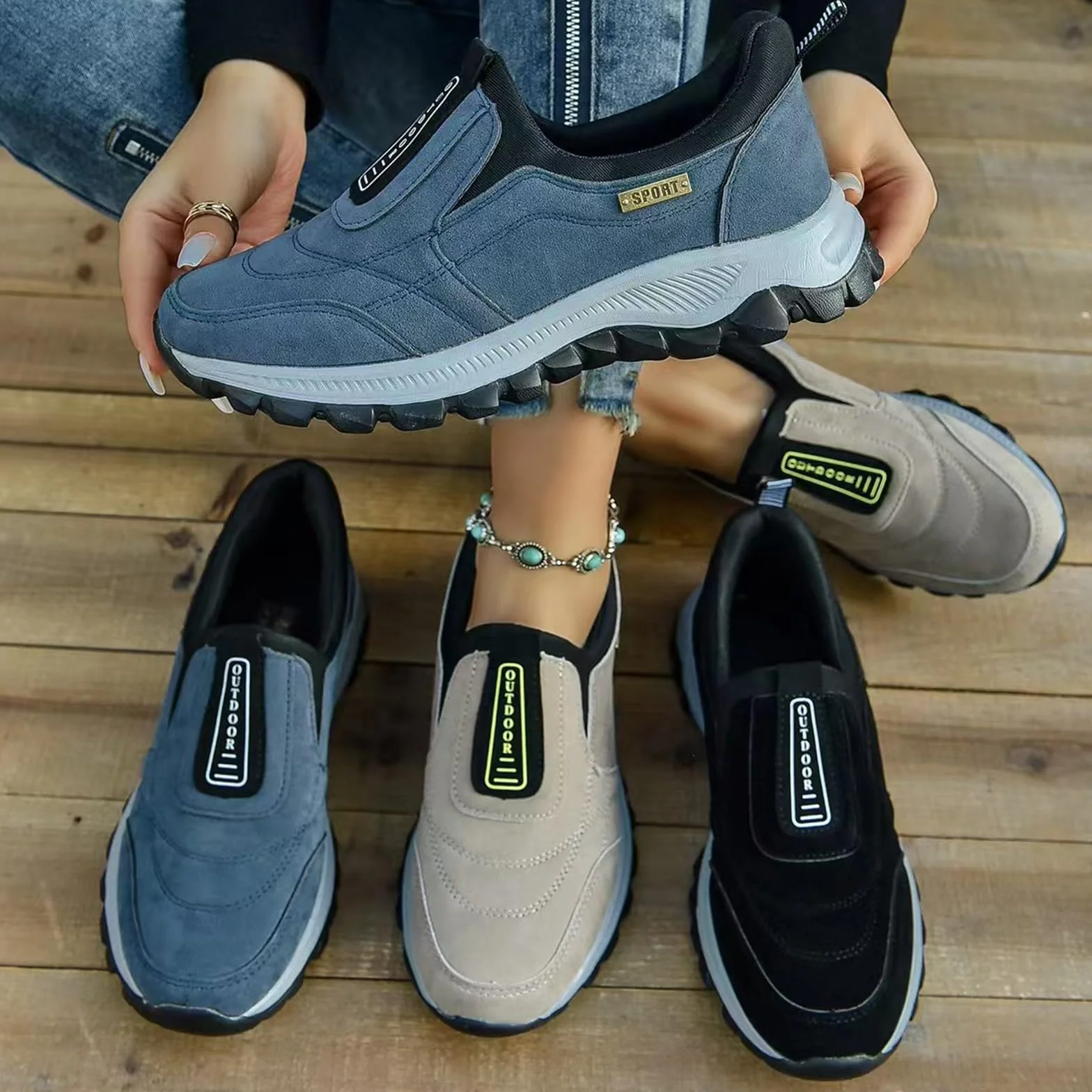 Sneakers Uomo Slip On Scarpe Running Estive Senza Lacci Traspiranti Leggere