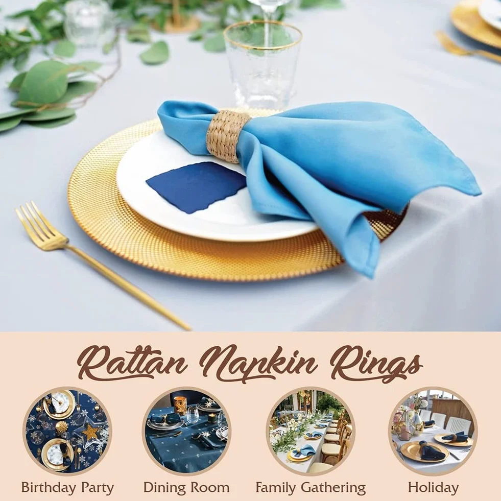 12 Anelli Portatovagliolo, Anelli Portatovaglioli Rotondi giacinto d'acqua, anelli rustici per Matrimonio feste di compleanno, decorazione della tavola