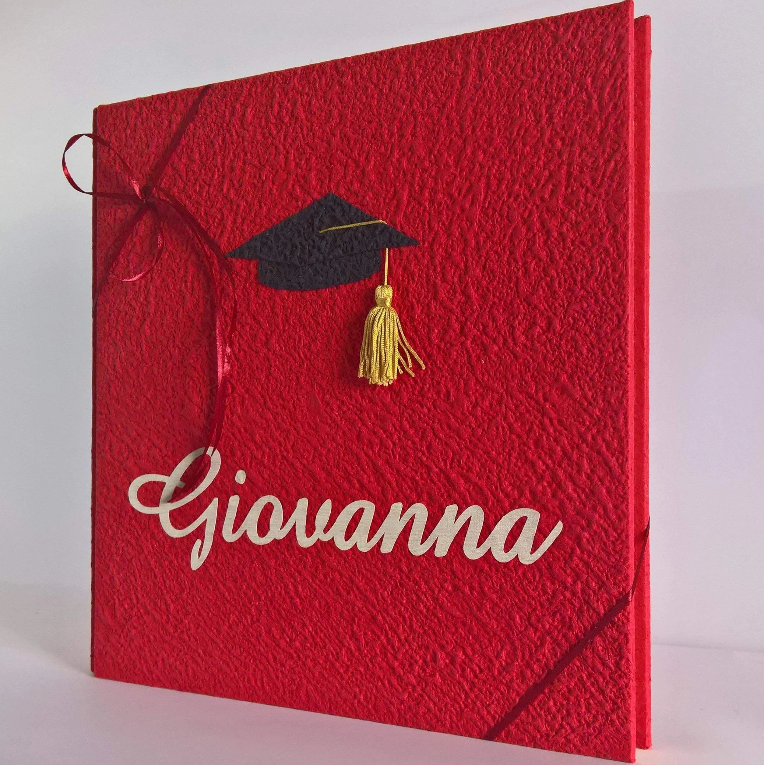 Album fotografico LAUREA in carta luna ROSSO personalizzabile regalo diploma università