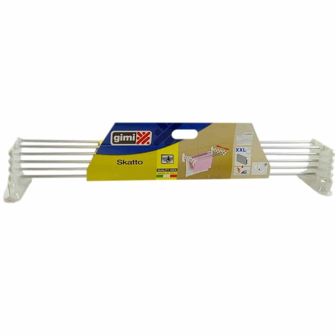 Gimi Skatto 100 Stendibiancheria da Parete in Alluminio e Resina, 6 m Stendibili, resina, alluminio