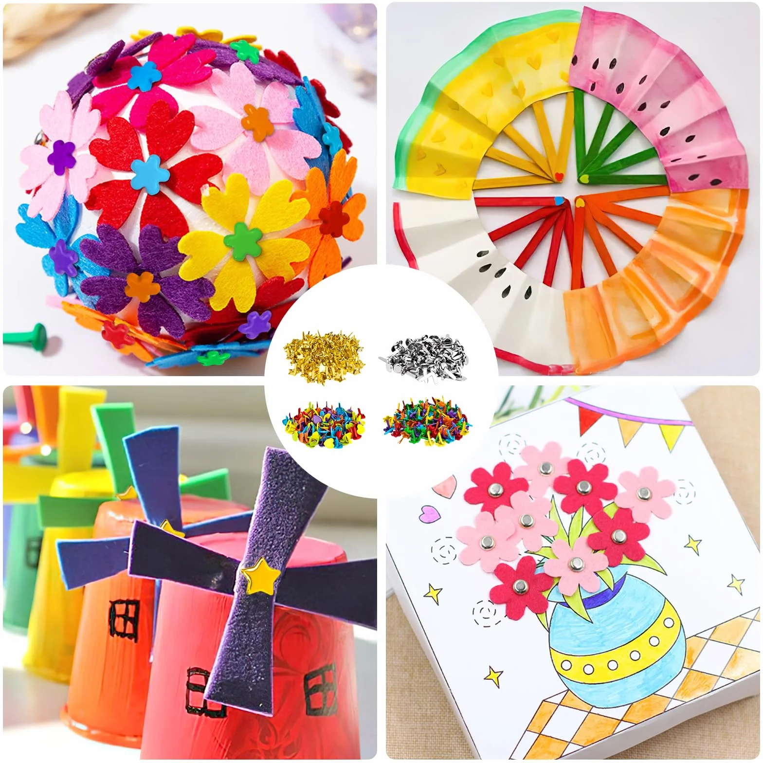 Tunejoy Mini Brad Metallo Fermacampioni per Scrapbooking Carta 350 Pezzi