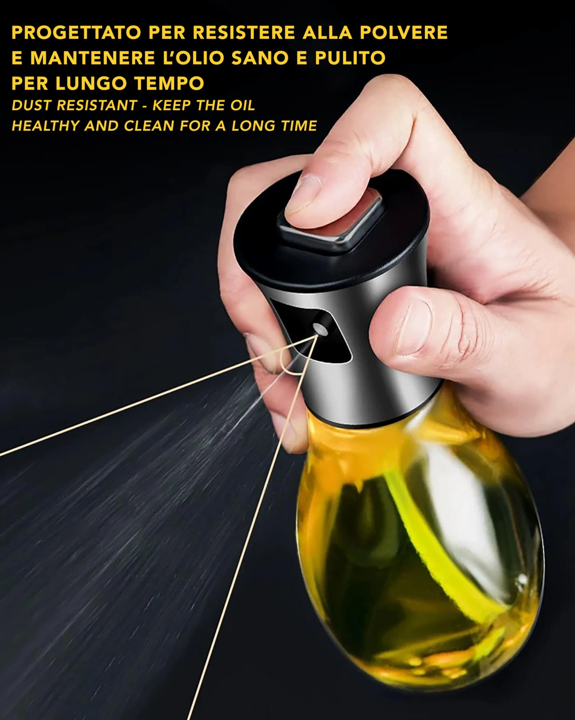 IPEA Oliera Spray in Vetro 170ml per Olio e Aceto - Nebulizzatore Dosatore per Casa Cucina