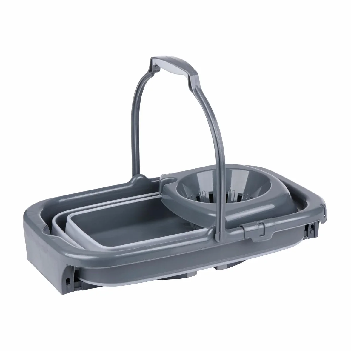 Dirt Devil Secchio pieghevole da 20 litri - Secchio Mop con strizzatore - Secchio per la pulizia dello spazio - Mopper portatile per pavimenti - Grigio Bianco