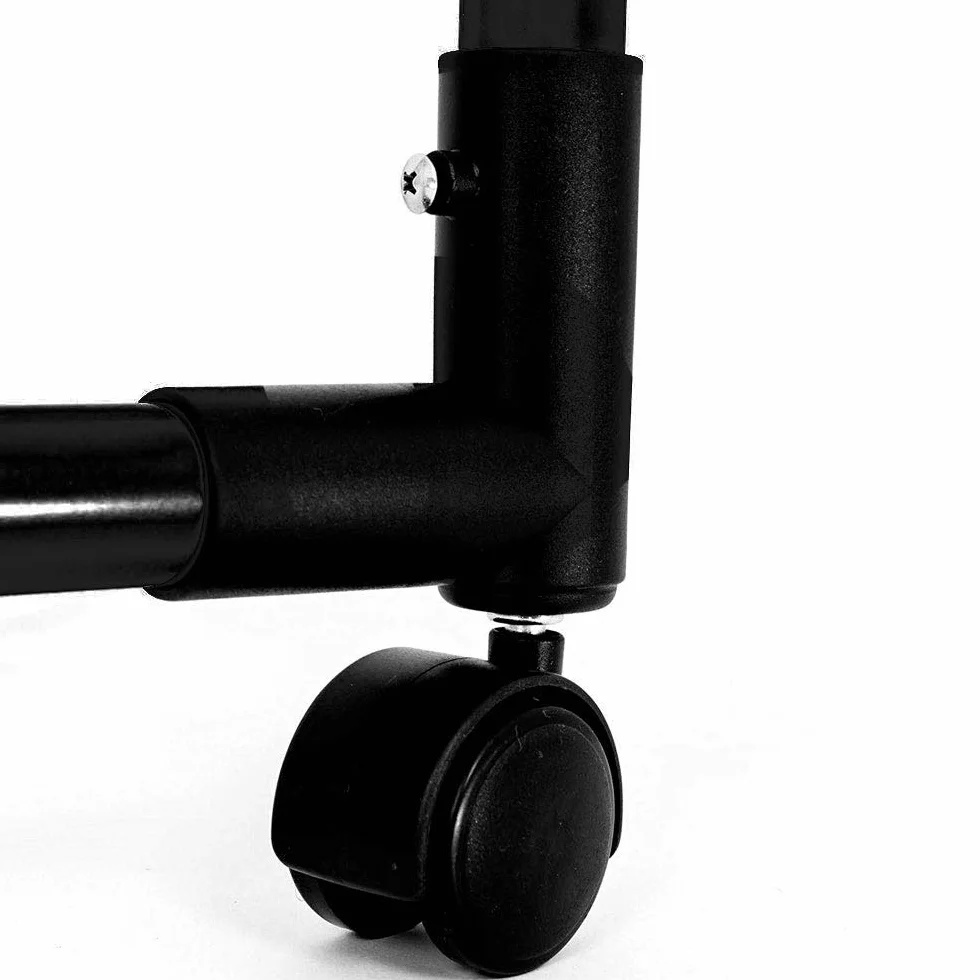 BAKAJI Stand Appendiabiti Singolo Pieghevole Regolabile in Acciaio e Plastica Dura con Ruote Nero