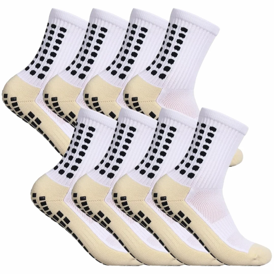 Calzini Calcio Antiscivolo Anti Vesciche Cotone Traspirante Grip Sportivi Uomo Donna 37-45 Ciclismo Trekking Bianco