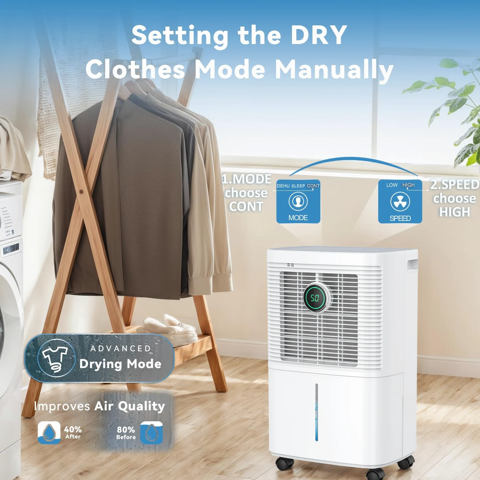 Innvitop Deumidificatore Casa Muffa 16L/24h con Display Digitale Dell'umidità, Deumidificazione Smart, Asciugabiancheria, Timer, Tanica Estraibile, per Camera da Letto, Cantina, Lavanderia