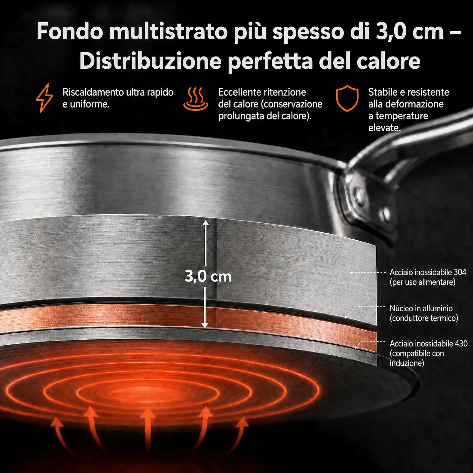 Pentola per zuppa in acciaio inox, 98 l, grande con manici e coperchio per lavandino, Ø 51,5 cm, altezza: 50 cm, in acciaio inox, grande per tutti i piani cottura e le grandi cucine