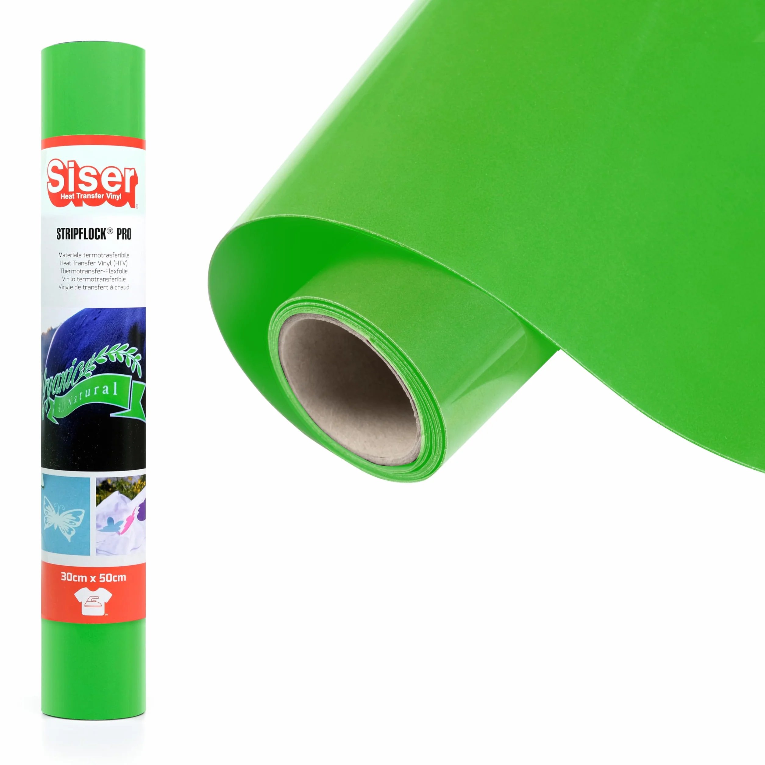 Siser Stripflock PRO Fluo Green 30cm x 0,5mt Vinile Termotrasferibile Floccato per Personalizzazione Tessuti